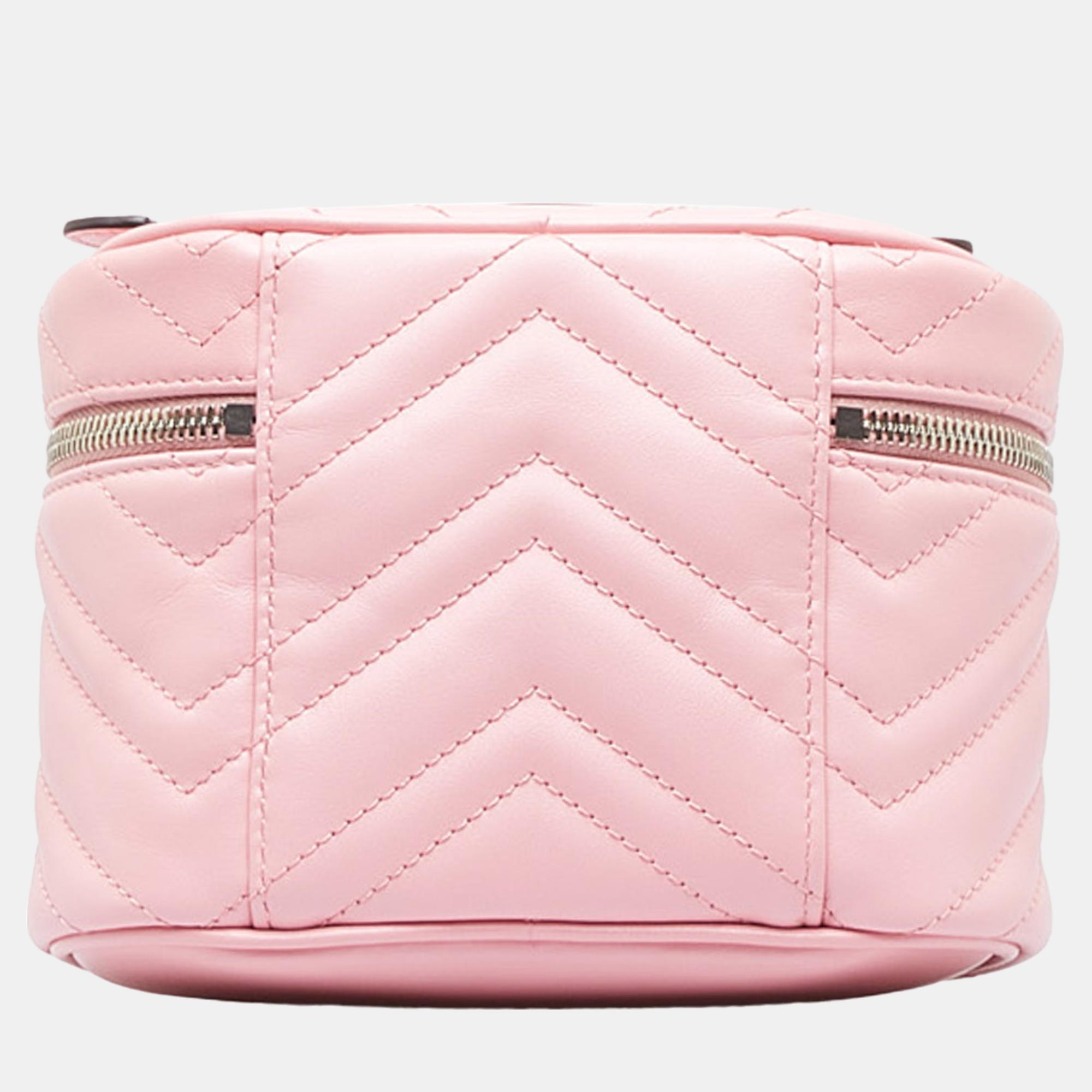 Gucci Pink GG Marmont Matelasse Vanity Bag