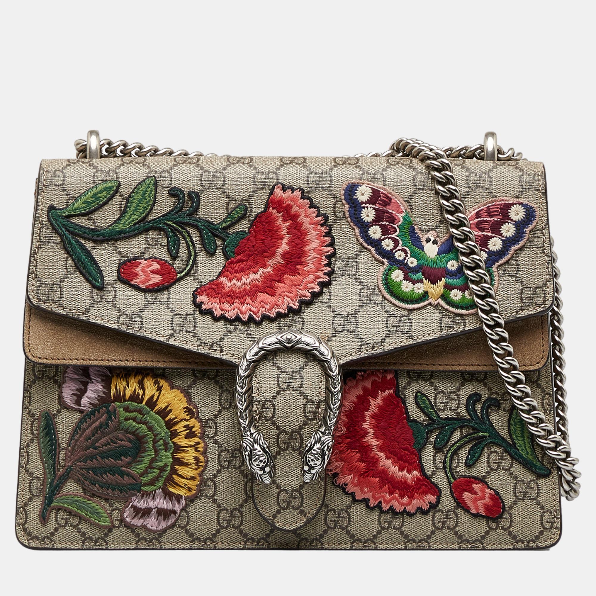 Gucci Multicolour GG Supreme Embroidered Dionysus Shoulder Bag