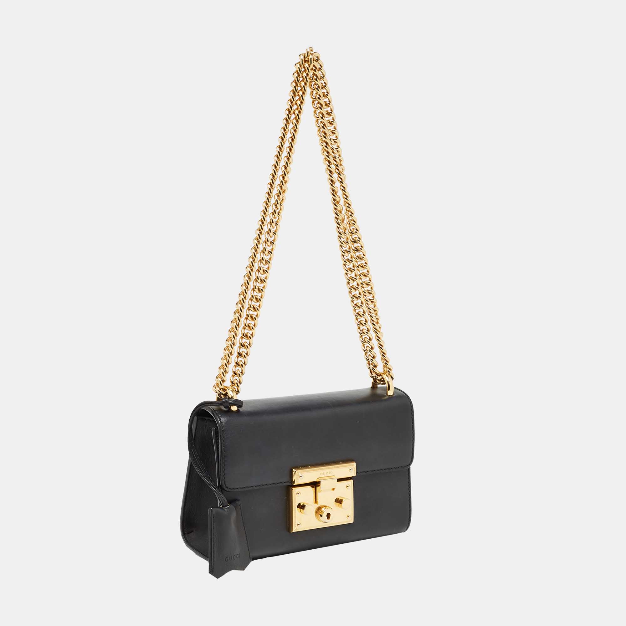 Gucci Black Leather Small Padlock Shoulder Bag