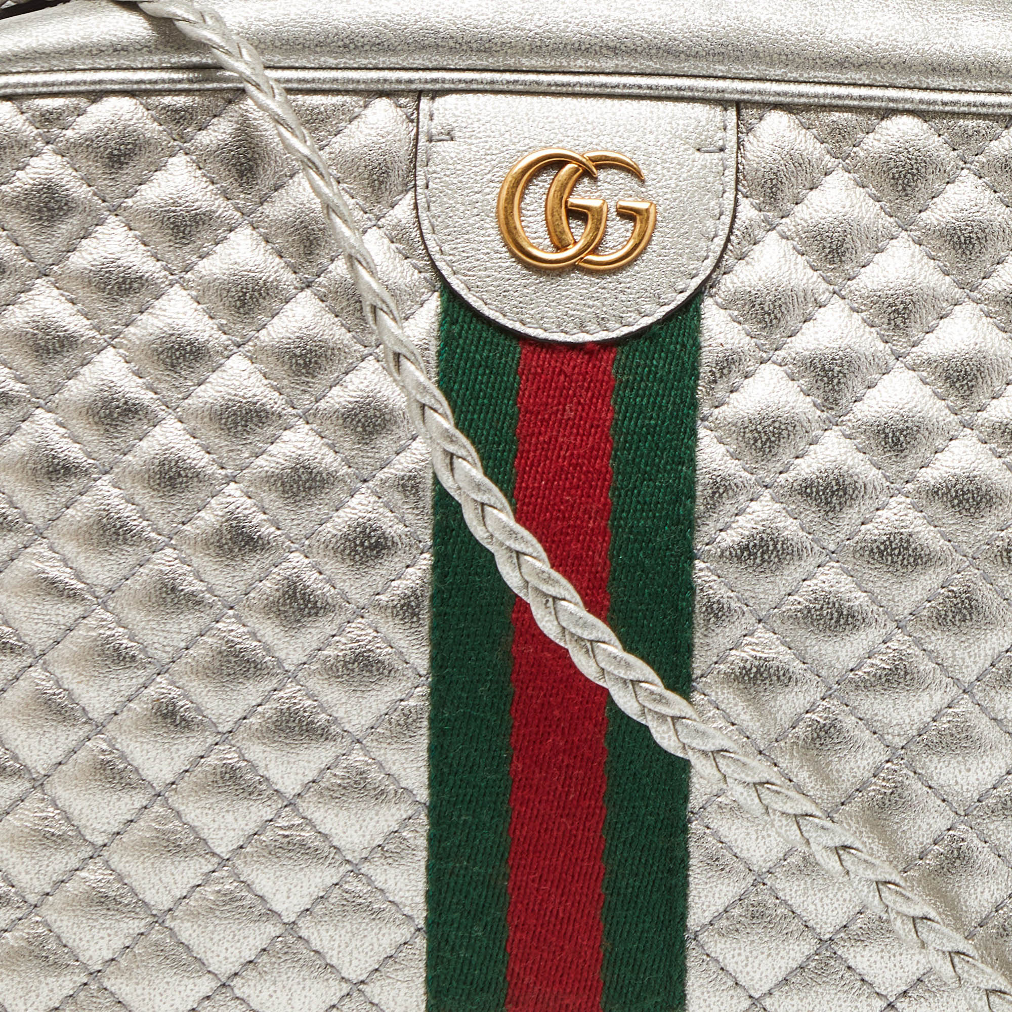 Gucci Silver Quilted Leather Small Trapuntata Shoulder Bag