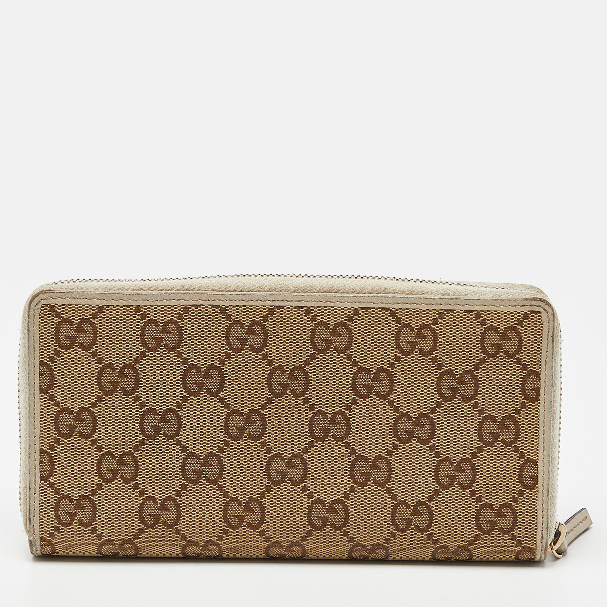 Gucci Beige/Cream GG Canvas And Leather Princy Zip Around Wallet