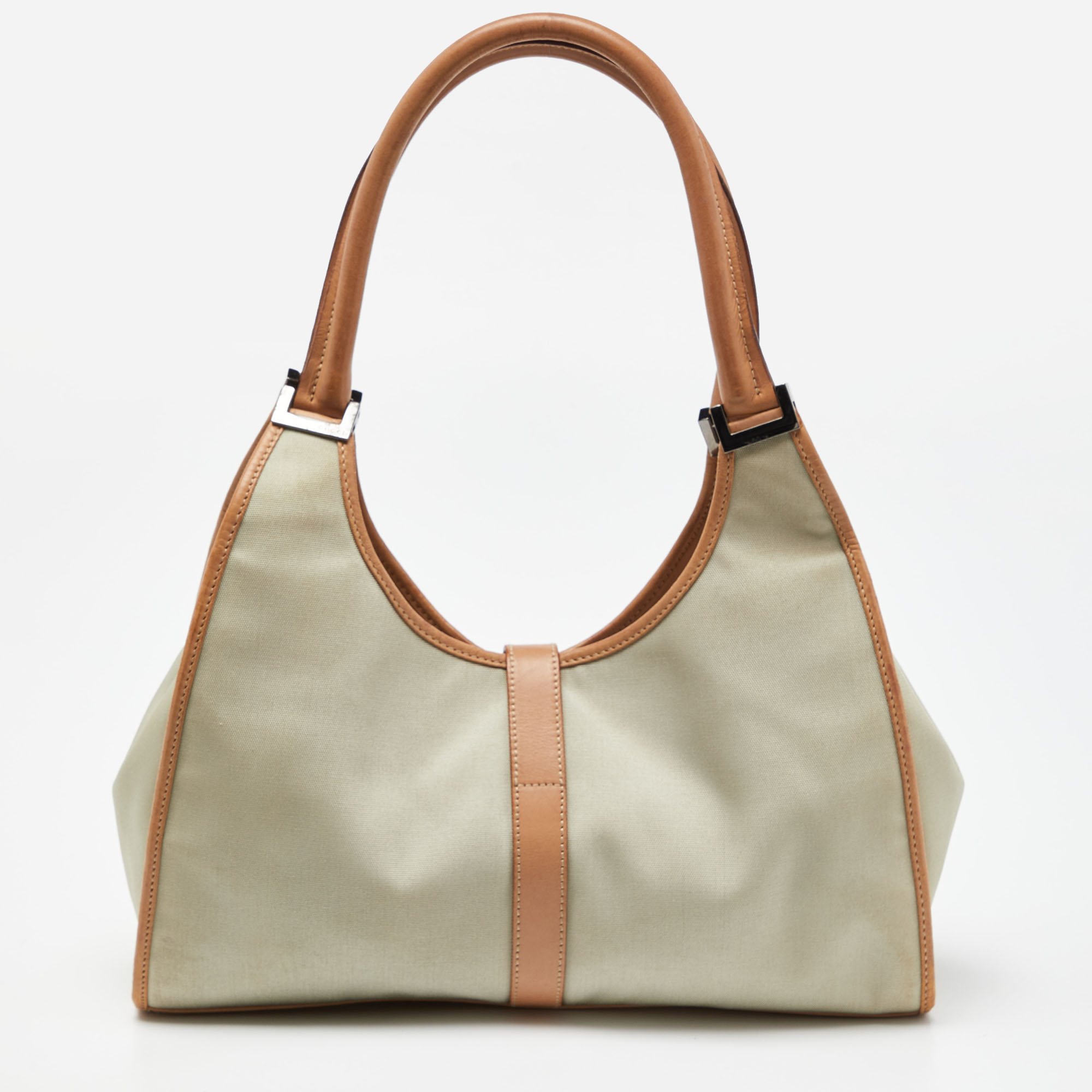 Gucci Beige/Tan Canvas And Leather Jackie Tote
