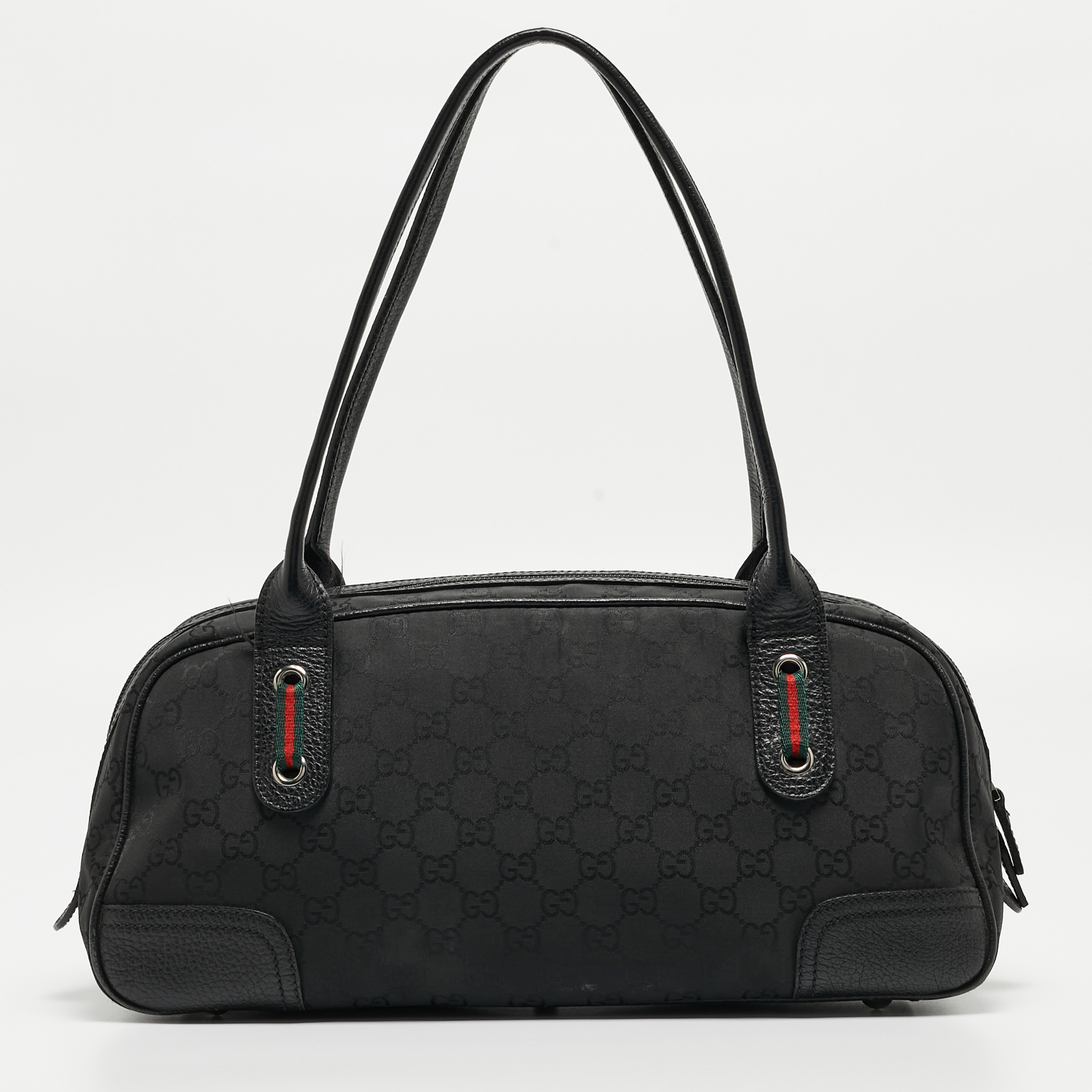 Gucci Black GG Nylon And Leather Princy Boston Bag