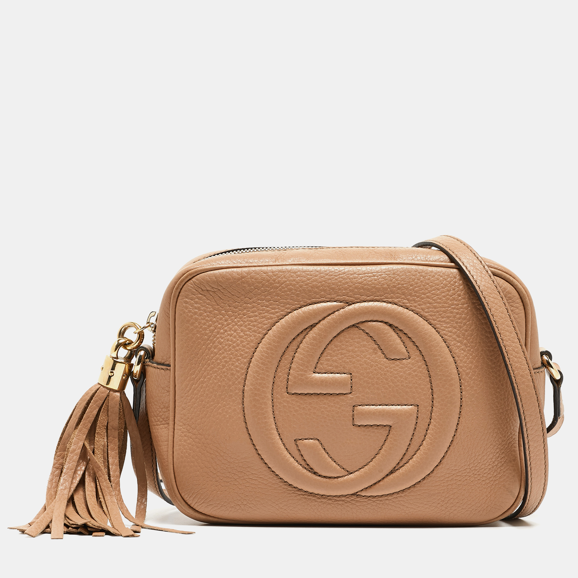 Gucci Beige Leather Small Soho Disco Crossbody Bag