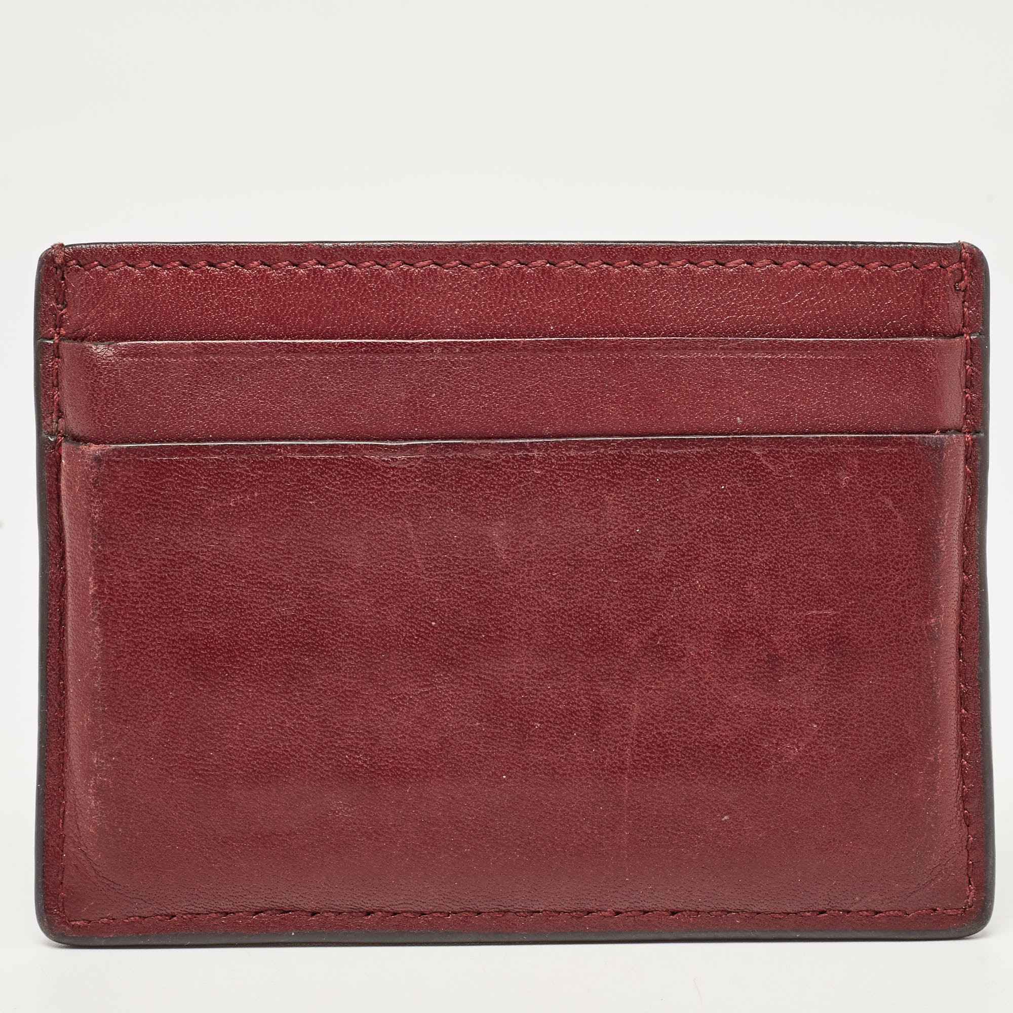 Gucci Red/Burgundy Microguccissima Leather Card Holder