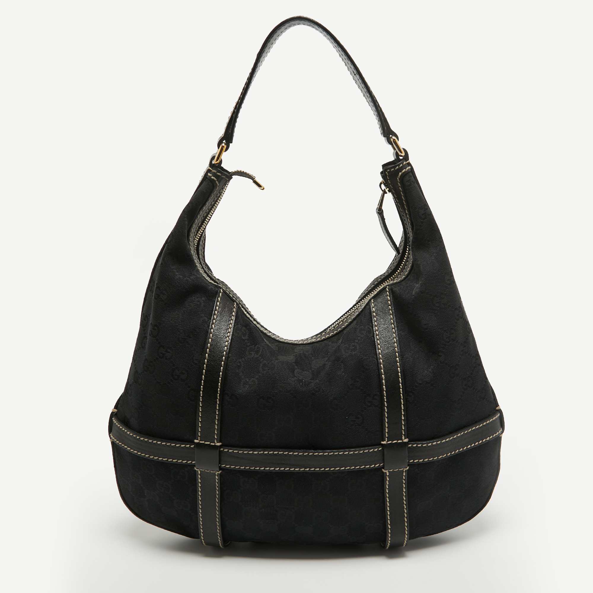 Gucci Black GG Canvas And Leather Royal Hobo
