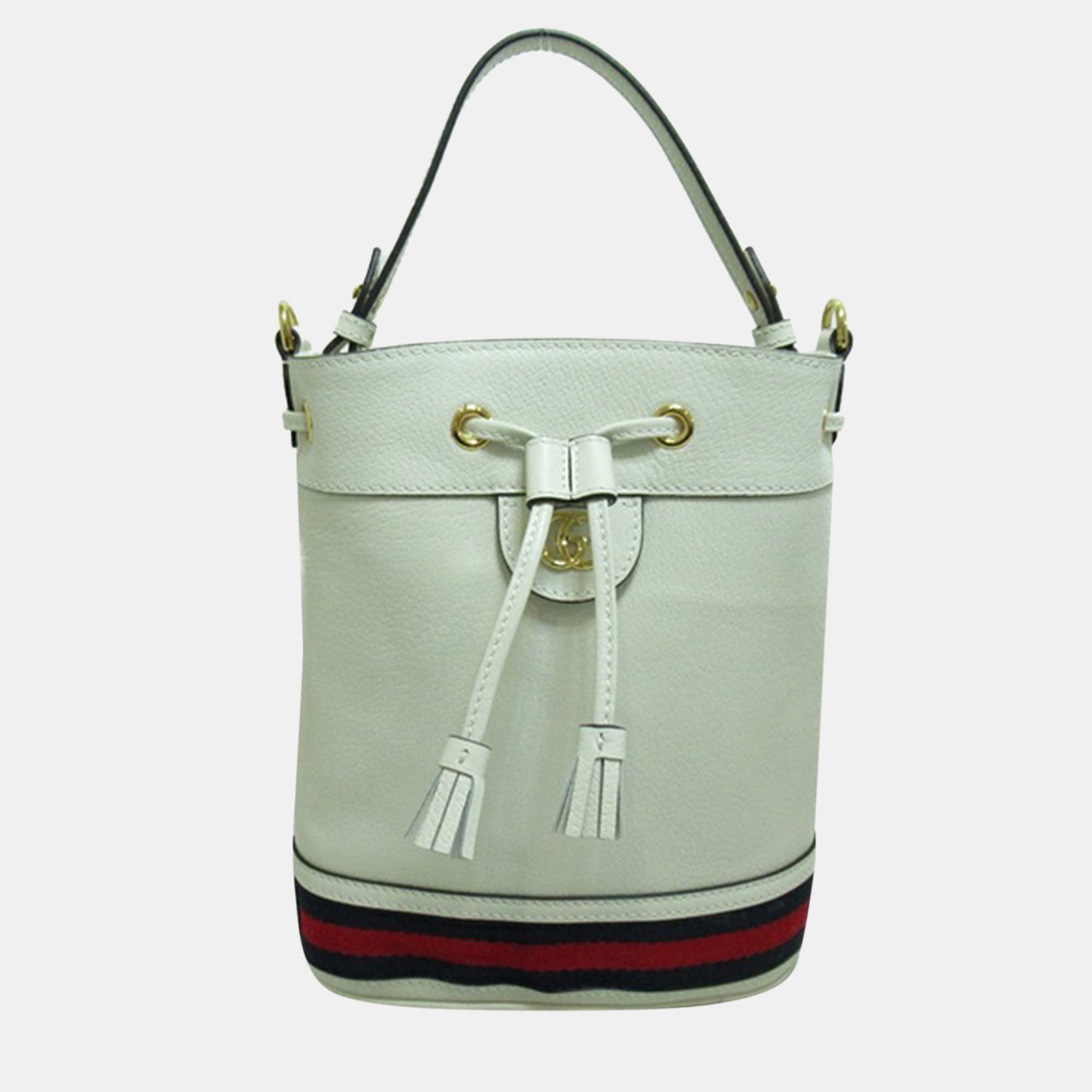 Gucci white leather small ophidia bucket bag
