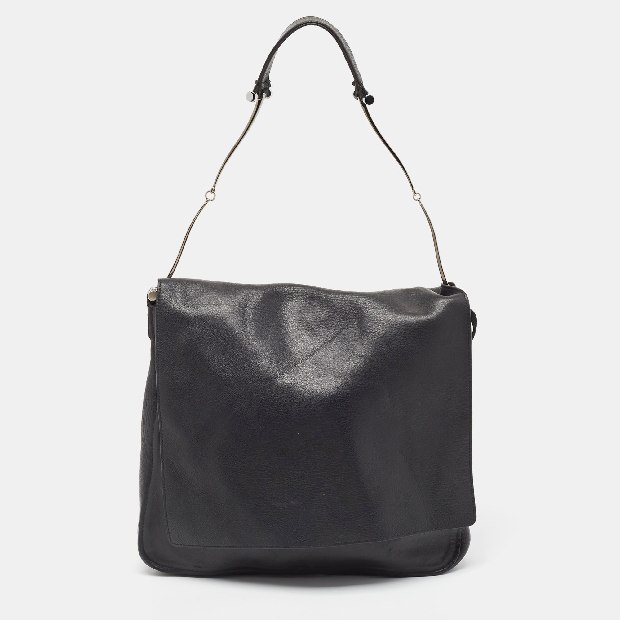 Gucci black leather horsebit handle slim bag