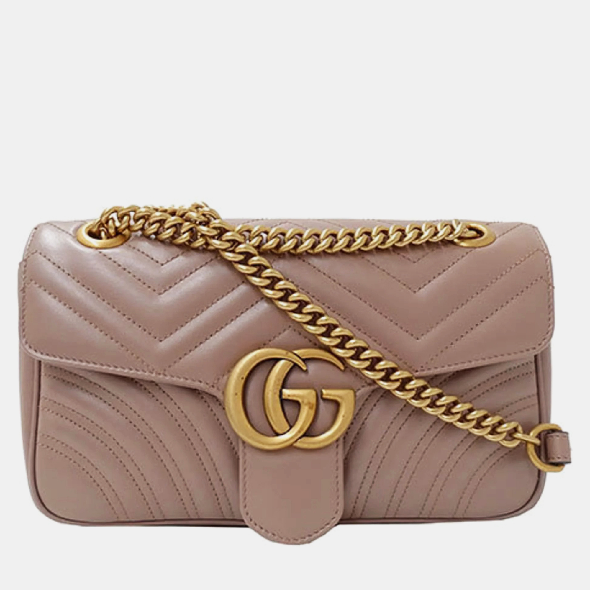 Gucci dusty pink leather gg marmont shoulder bag