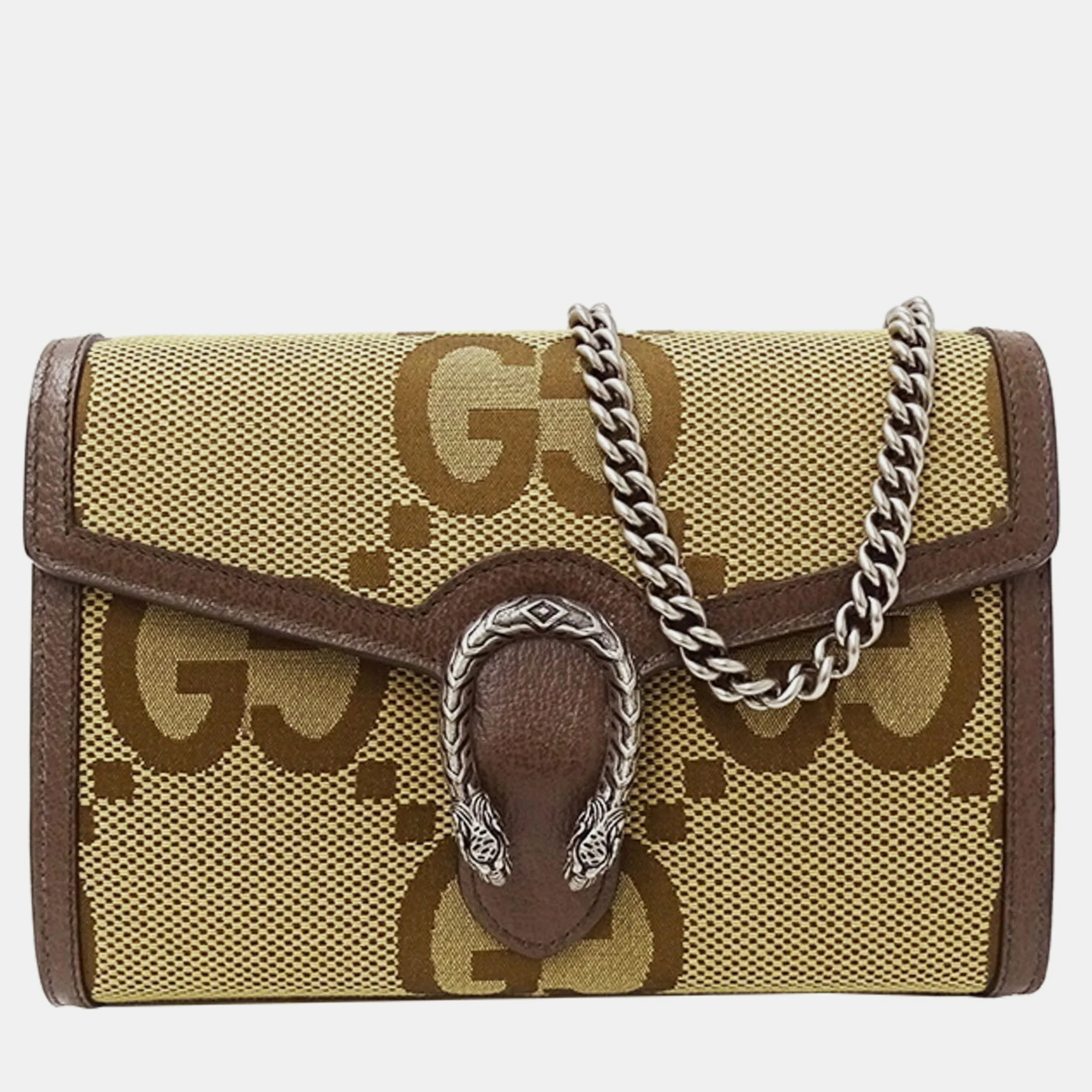 Gucci brown canvas jumbo gg small dionysus shoulder bag