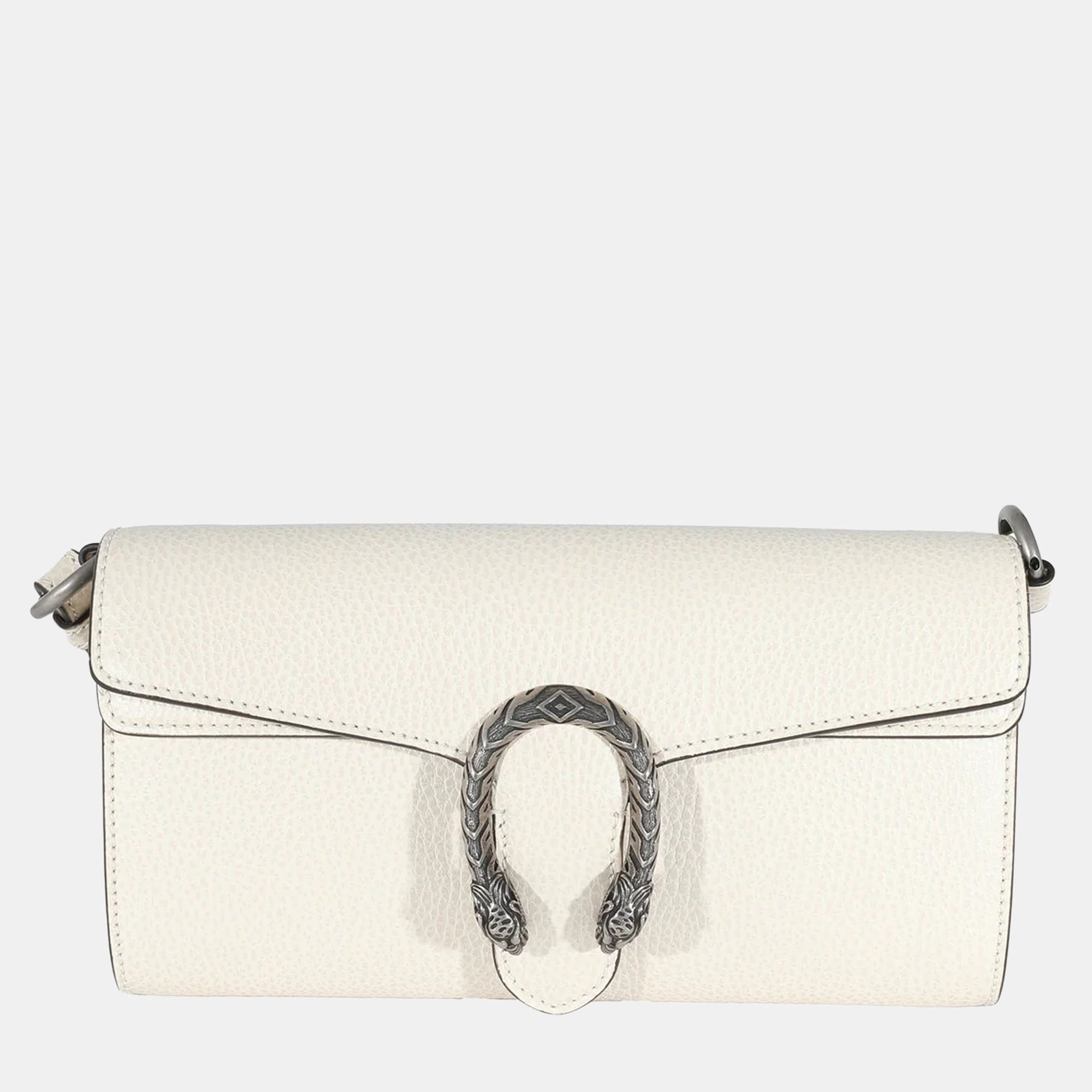 Gucci white leather small dionysus shoulder bag