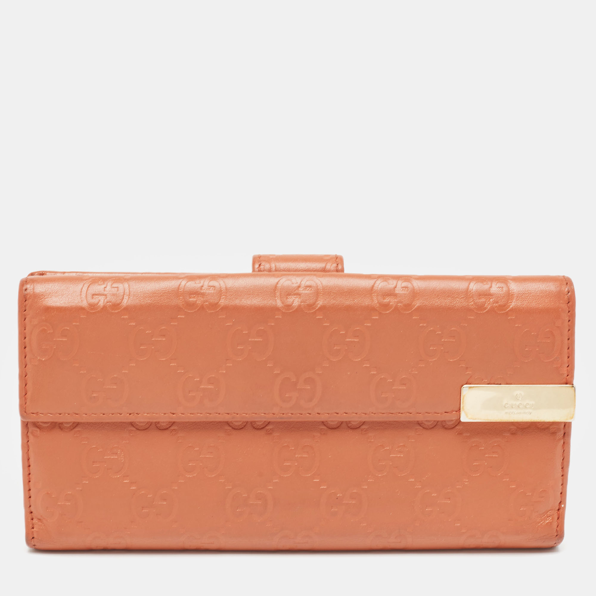 Gucci orange guccissima leather trademark continental wallet