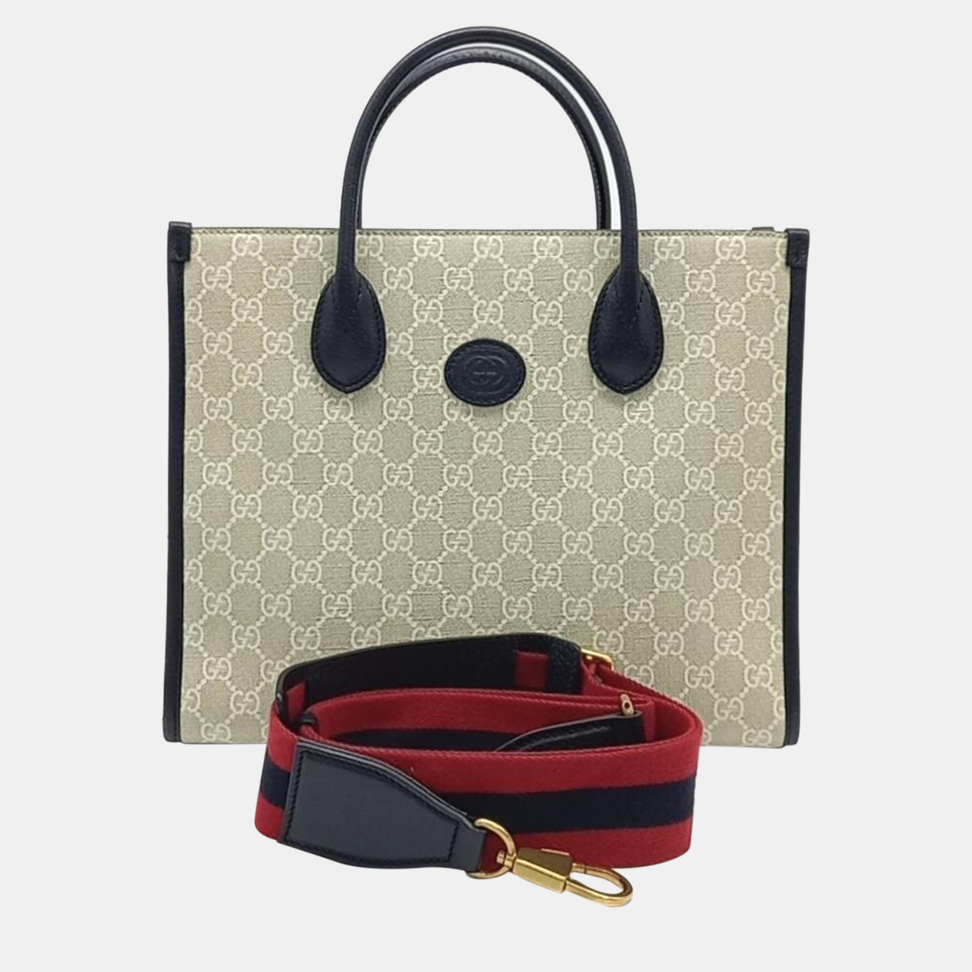 Gucci beige and navy tone gg ophidia korea exclusive small tote bag (703256)