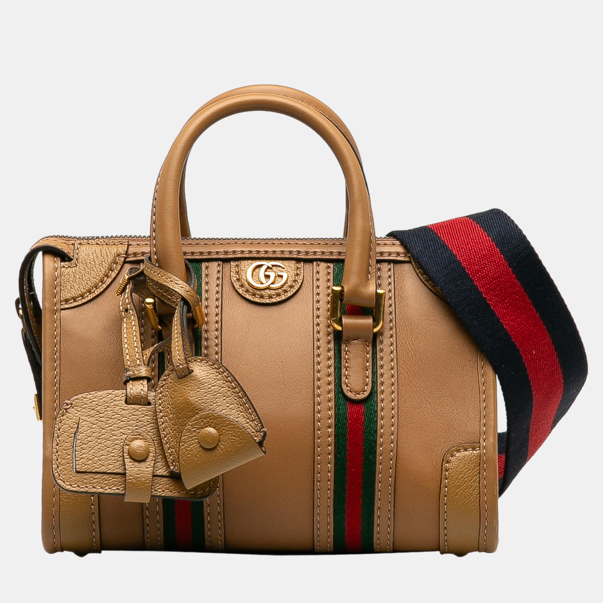 Gucci brown mini leather bauletto bag