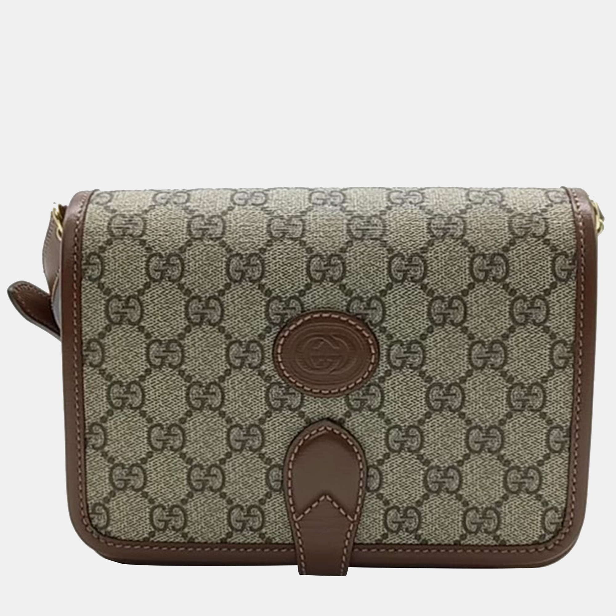 Gucci beige/brown gg canvas and leather retro shoulder bag