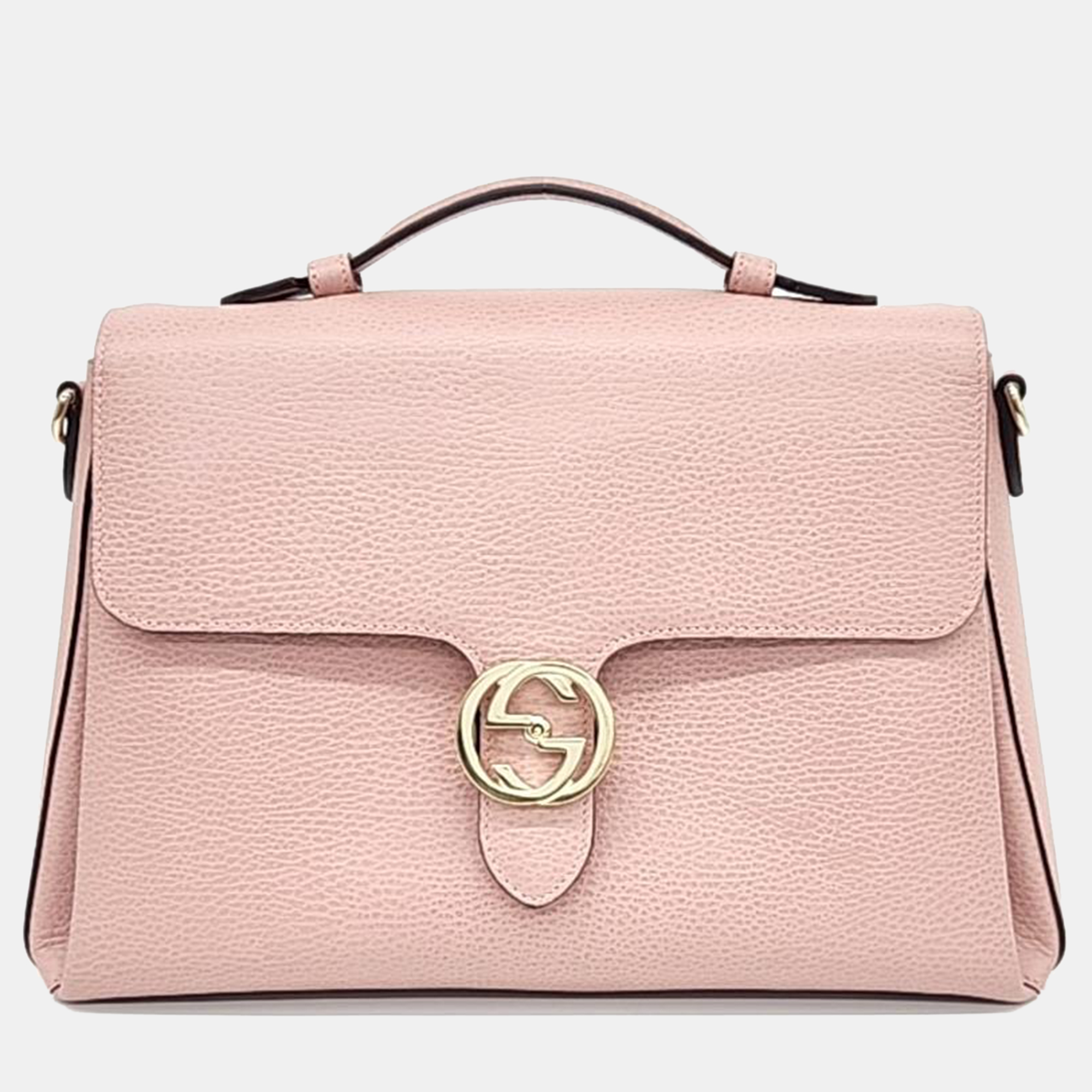 Gucci soft pink dollar calfskin medium interlocking g top handle shoulder bag