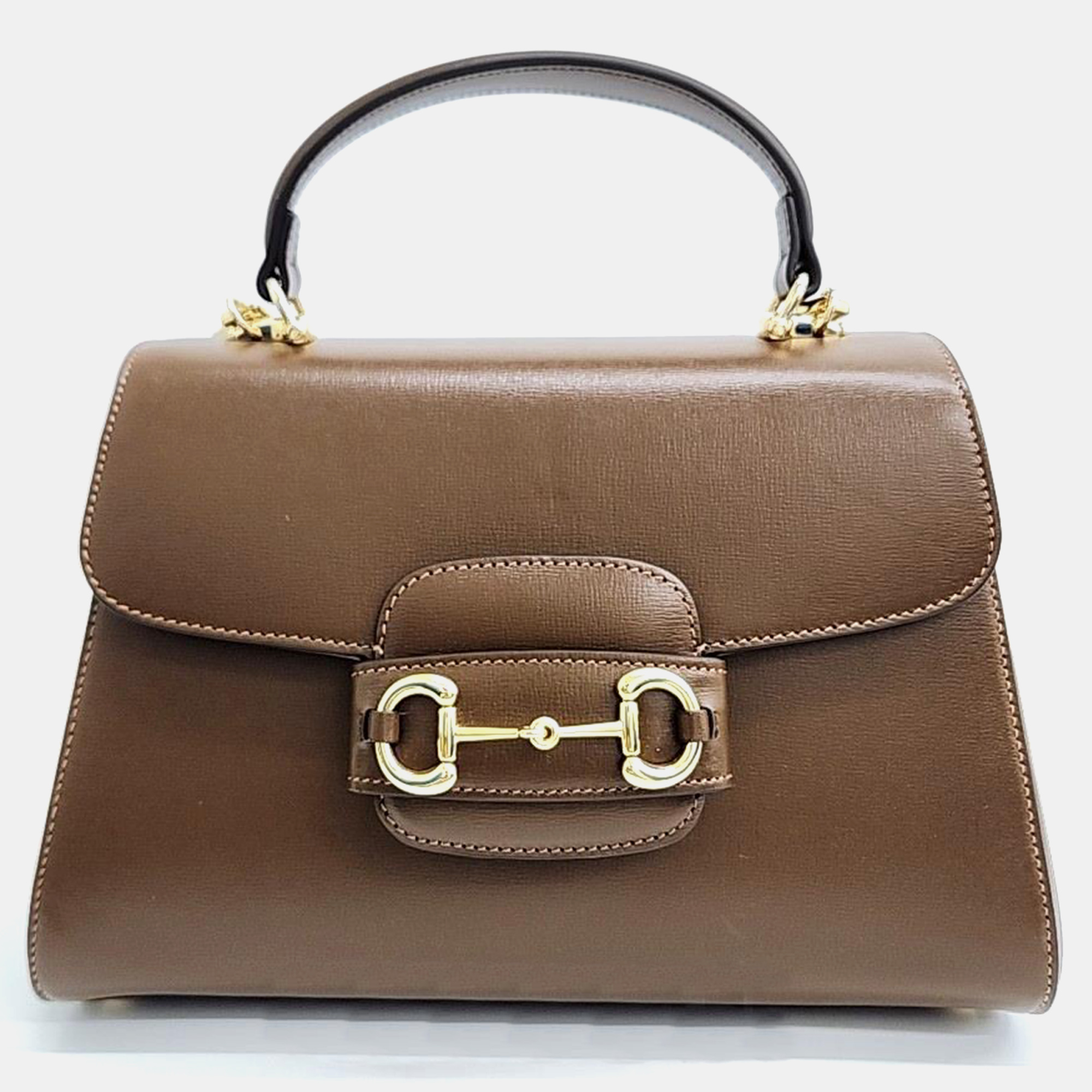 Gucci brown leather horsebit 1955 tote and shoulder bag