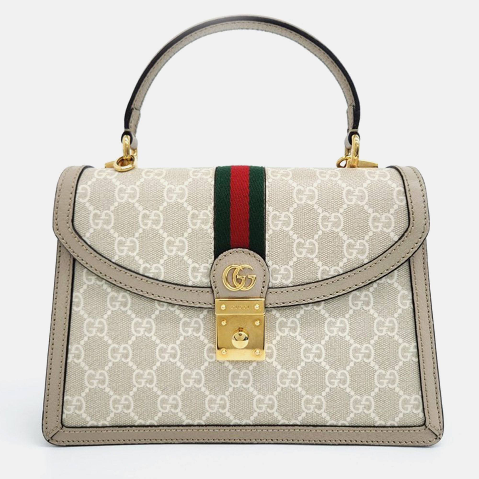 Gucci beige gg canvas ophidia top handle bag