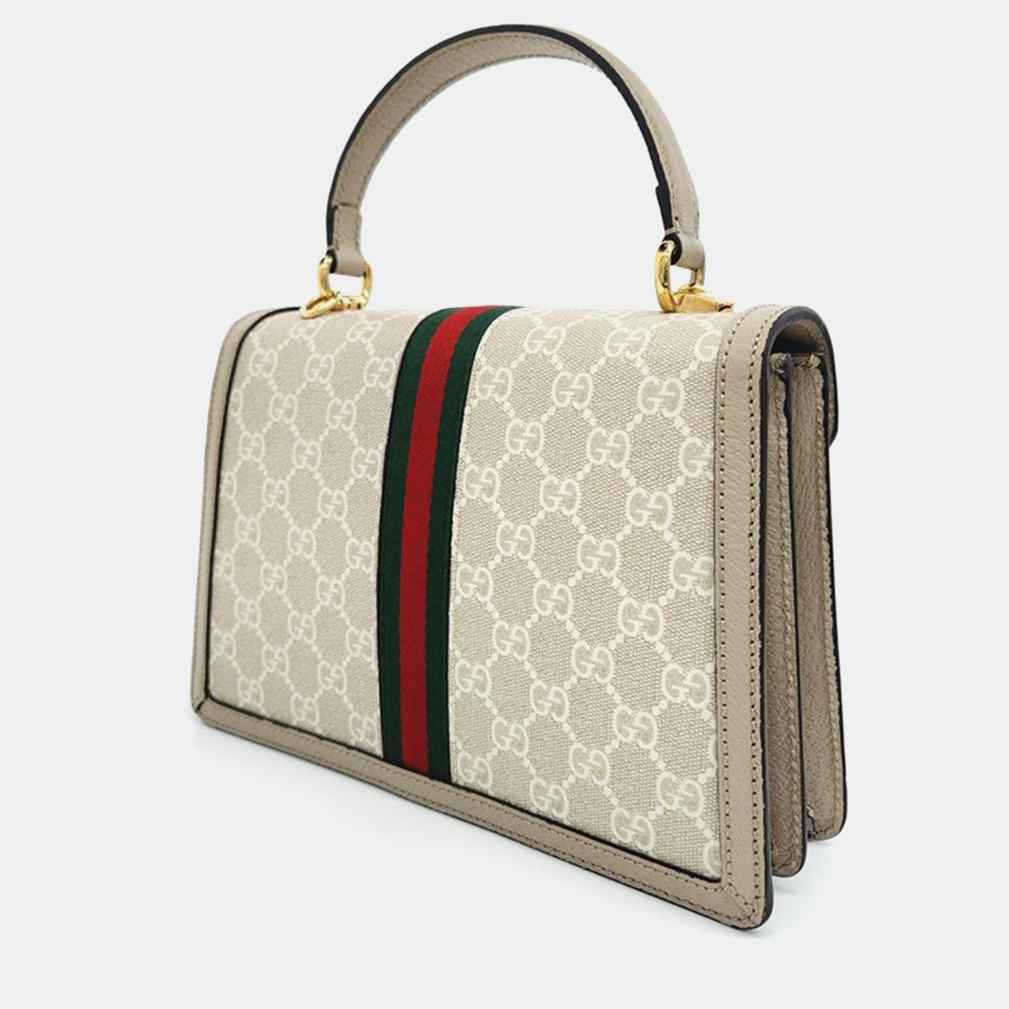 Gucci Beige GG Canvas Ophidia Top Handle Bag