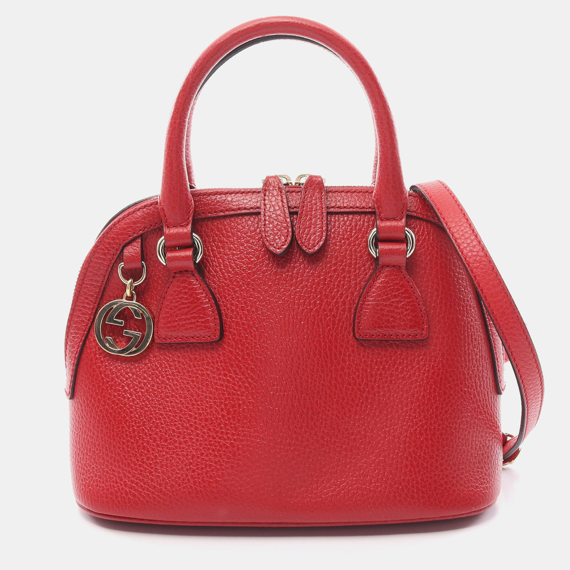Gucci interlocking g handbag leather red 2way