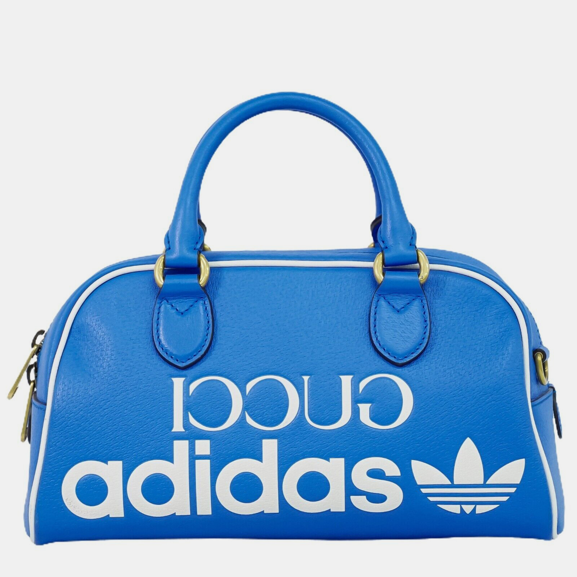 Gucci x adidas blue leather bowling handbag