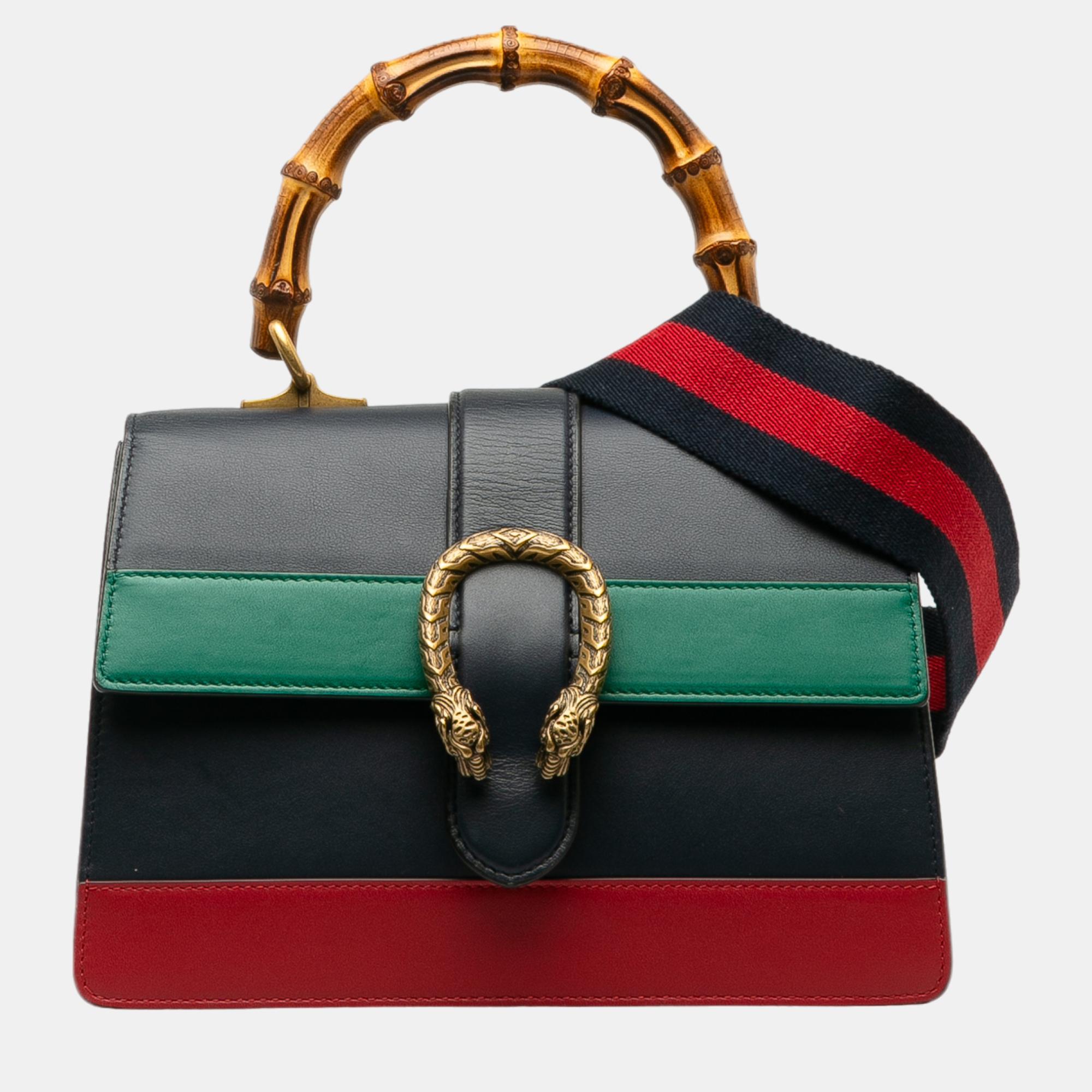 Gucci multicolour medium bamboo dionysus web leather satchel