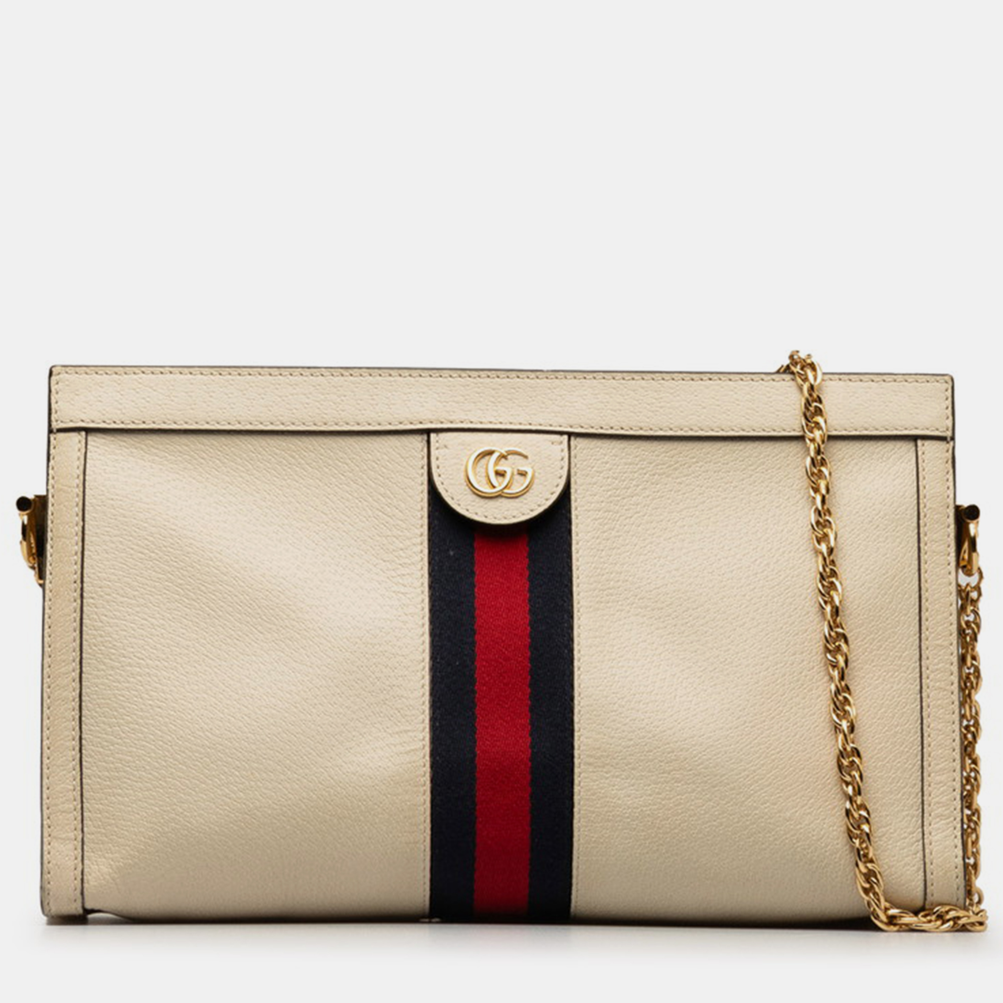 Gucci white leather ophidia chain shoulder bag