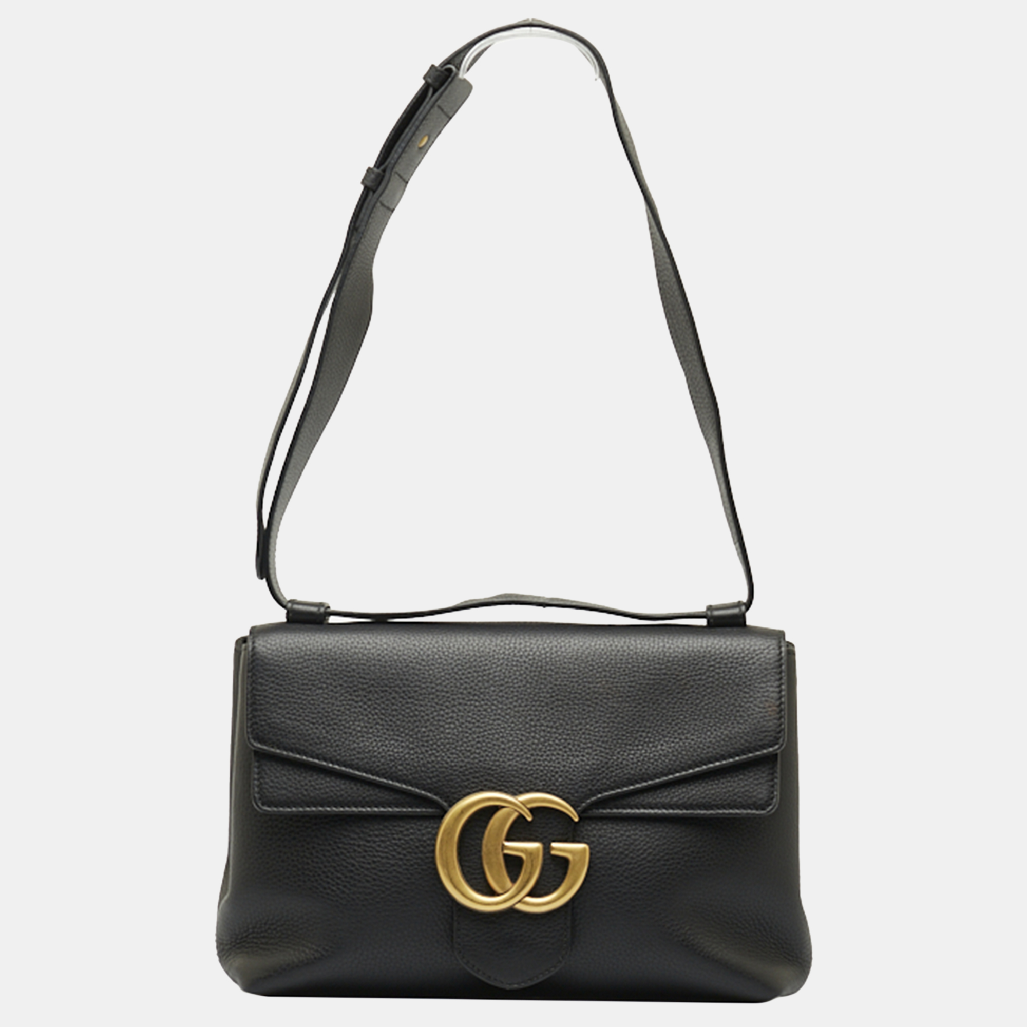 Gucci black leather large gg marmont shoulder bag
