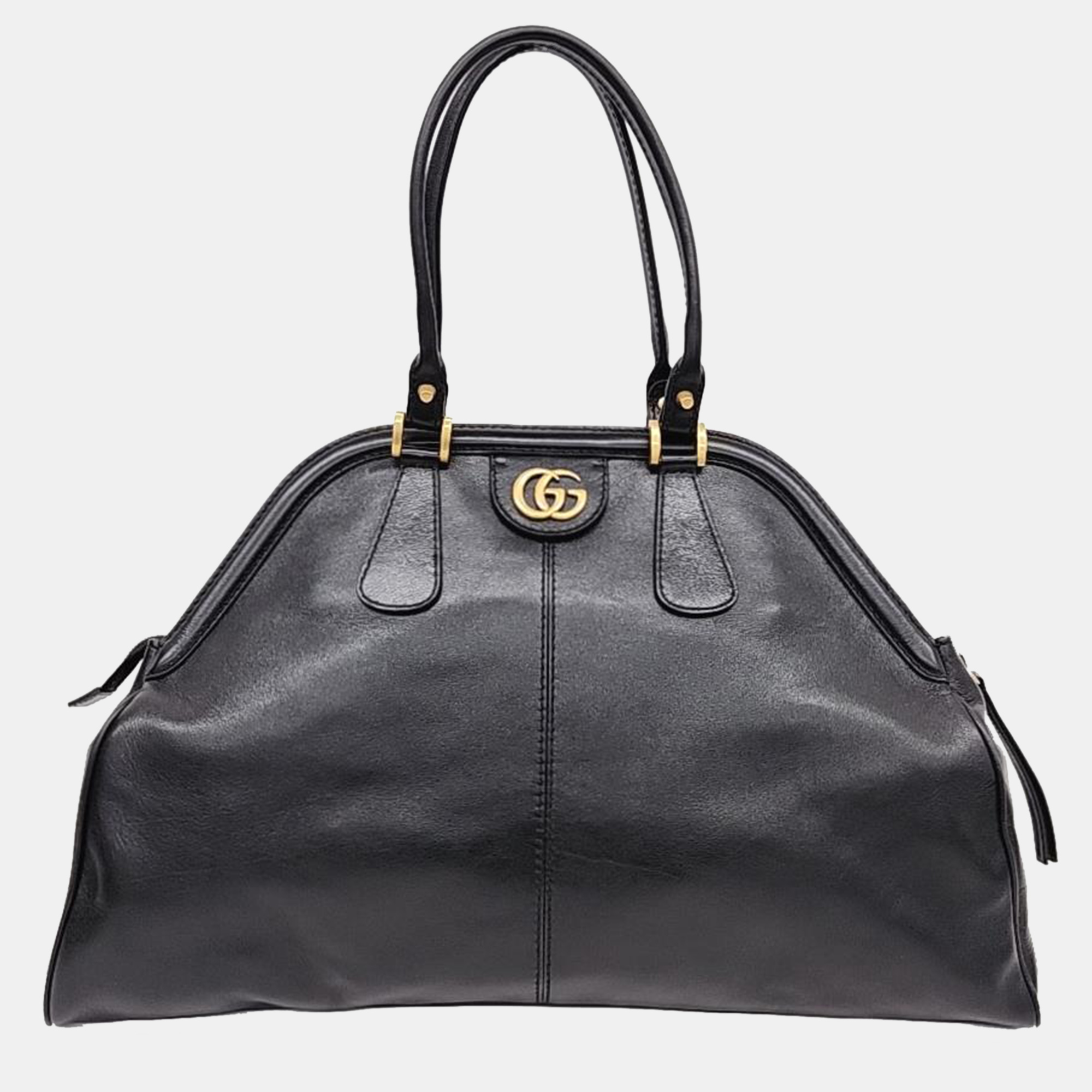 Gucci black leather rebelle tote bag