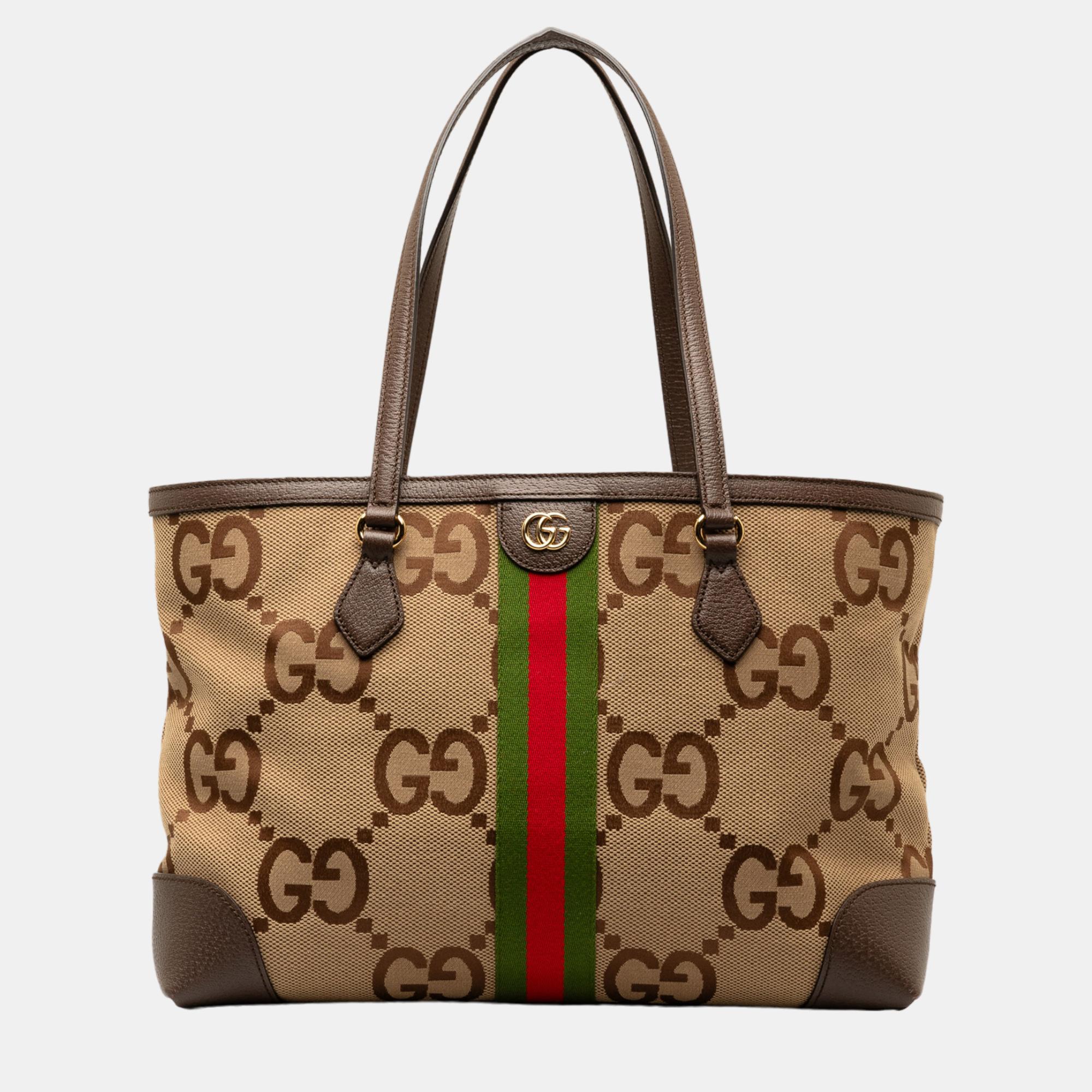 Gucci beige/brown jumbo gg canvas ophidia tote