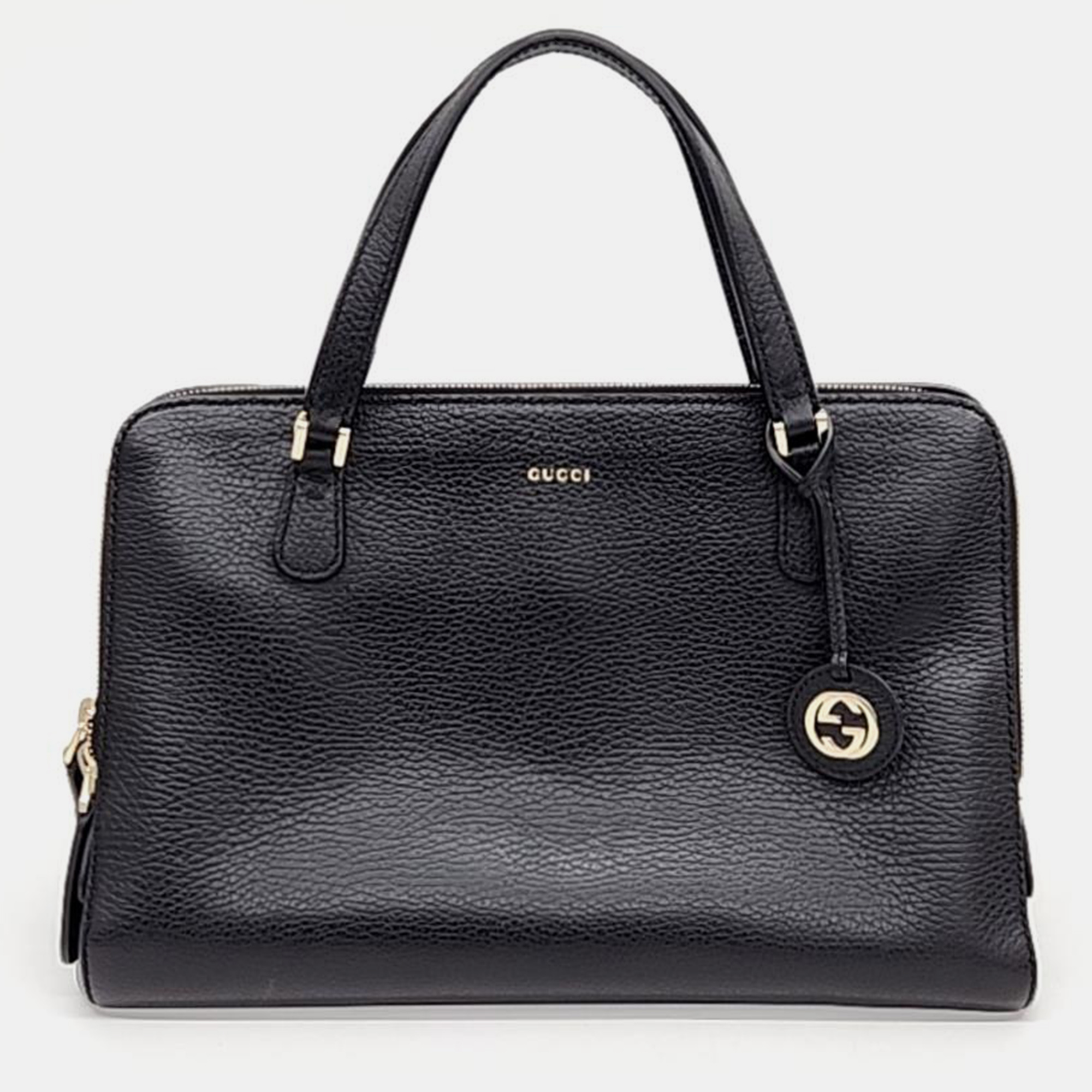 Gucci black leather tote and shoulder bag