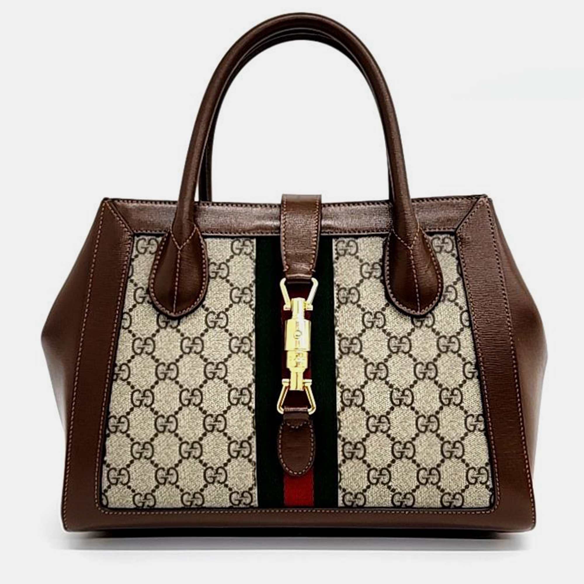 Gucci beige gg canvas and leather jackie 1961 medium tote bag