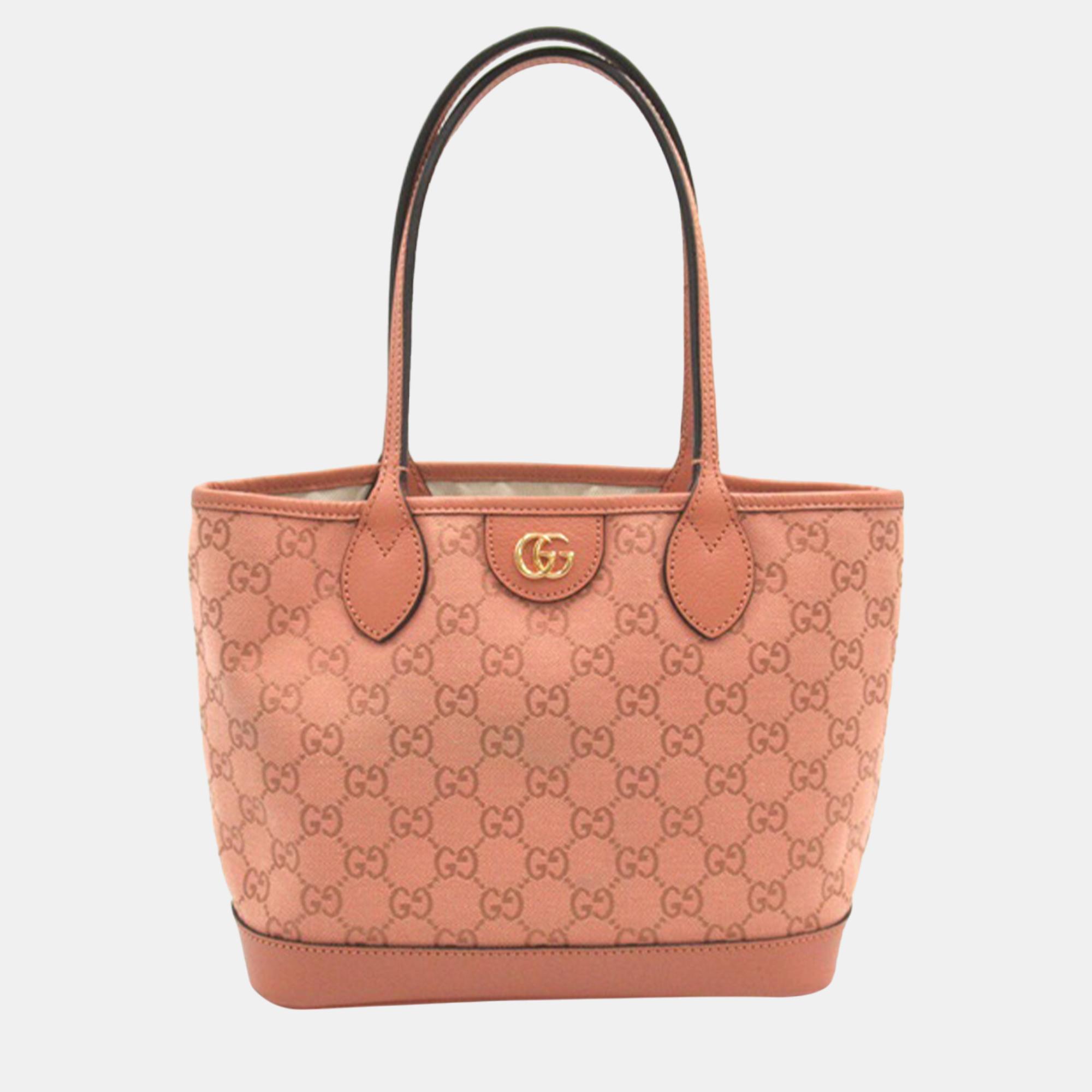 Gucci pink small gg canvas ophidia tote