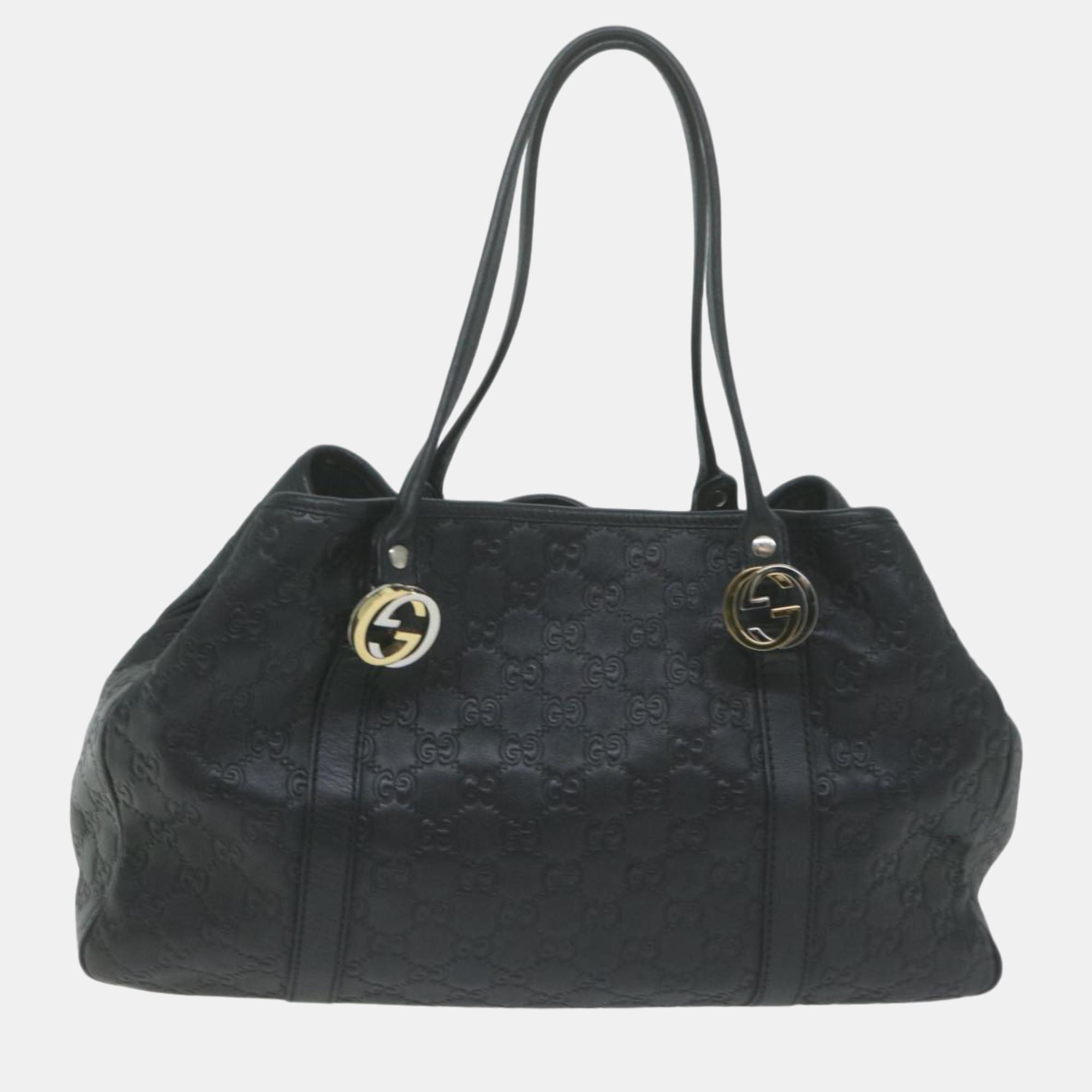 Gucci black gg canvas tote bag