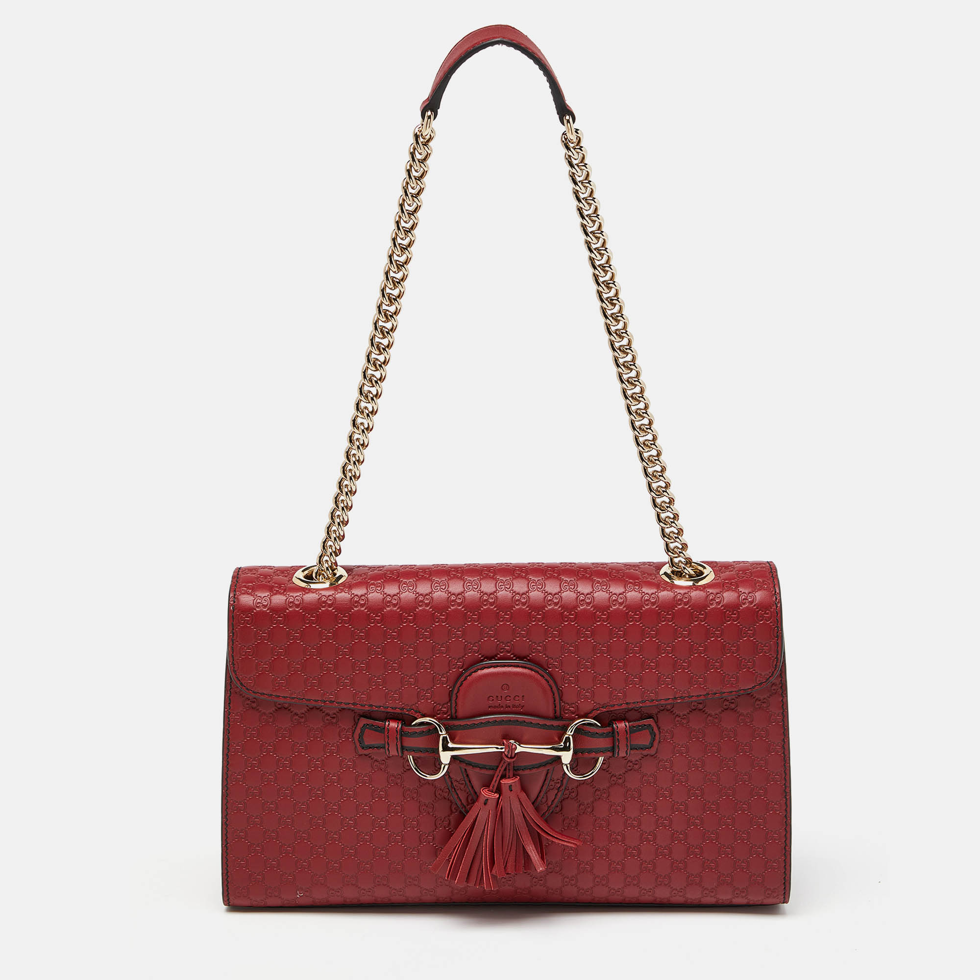 Gucci red microguccissima leather medium emily chain shoulder bag