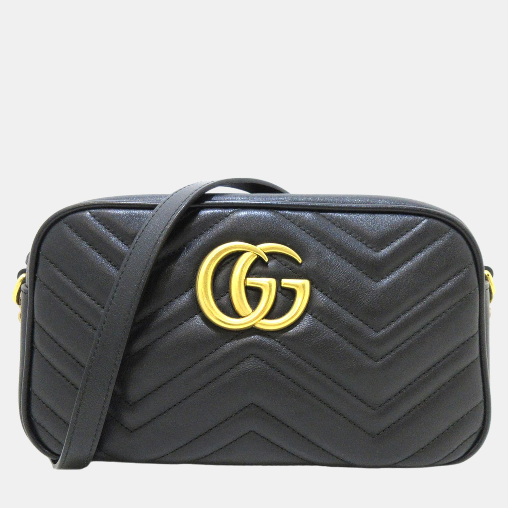 Gucci black mini gg marmont crossbody bag