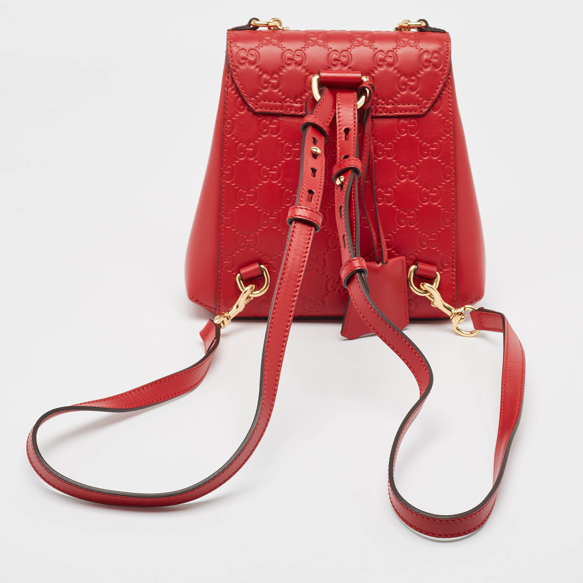 Gucci Red Guccissima Leather Padlock Backpack