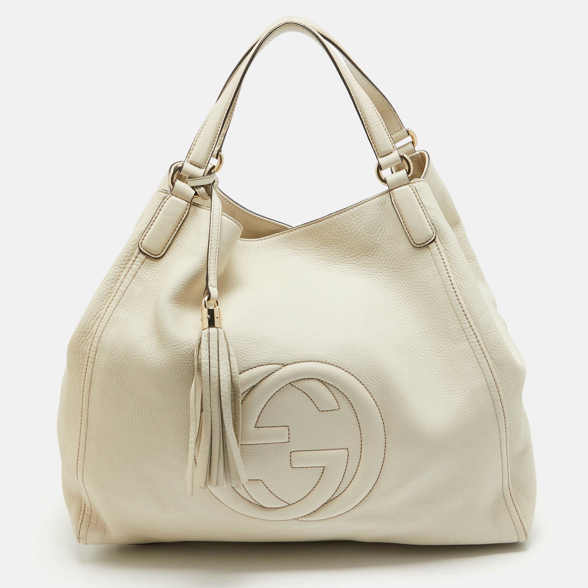 Gucci off white leather large soho tote