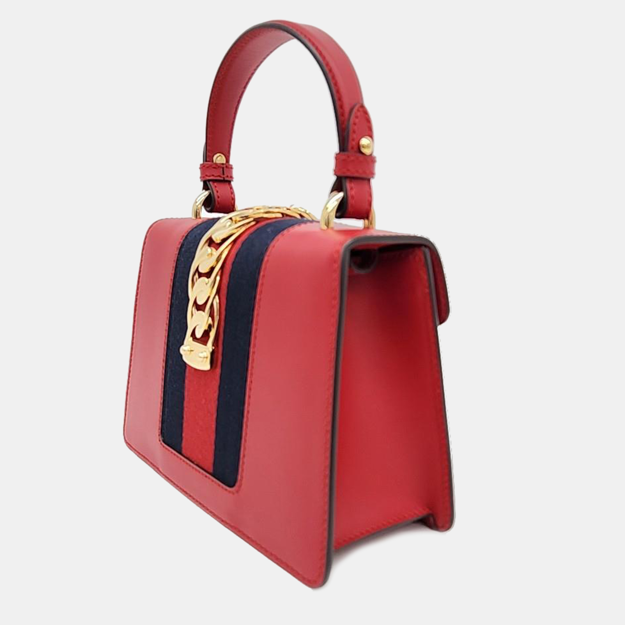 Gucci Red Leather Mini Sylvie Top Handle Bag