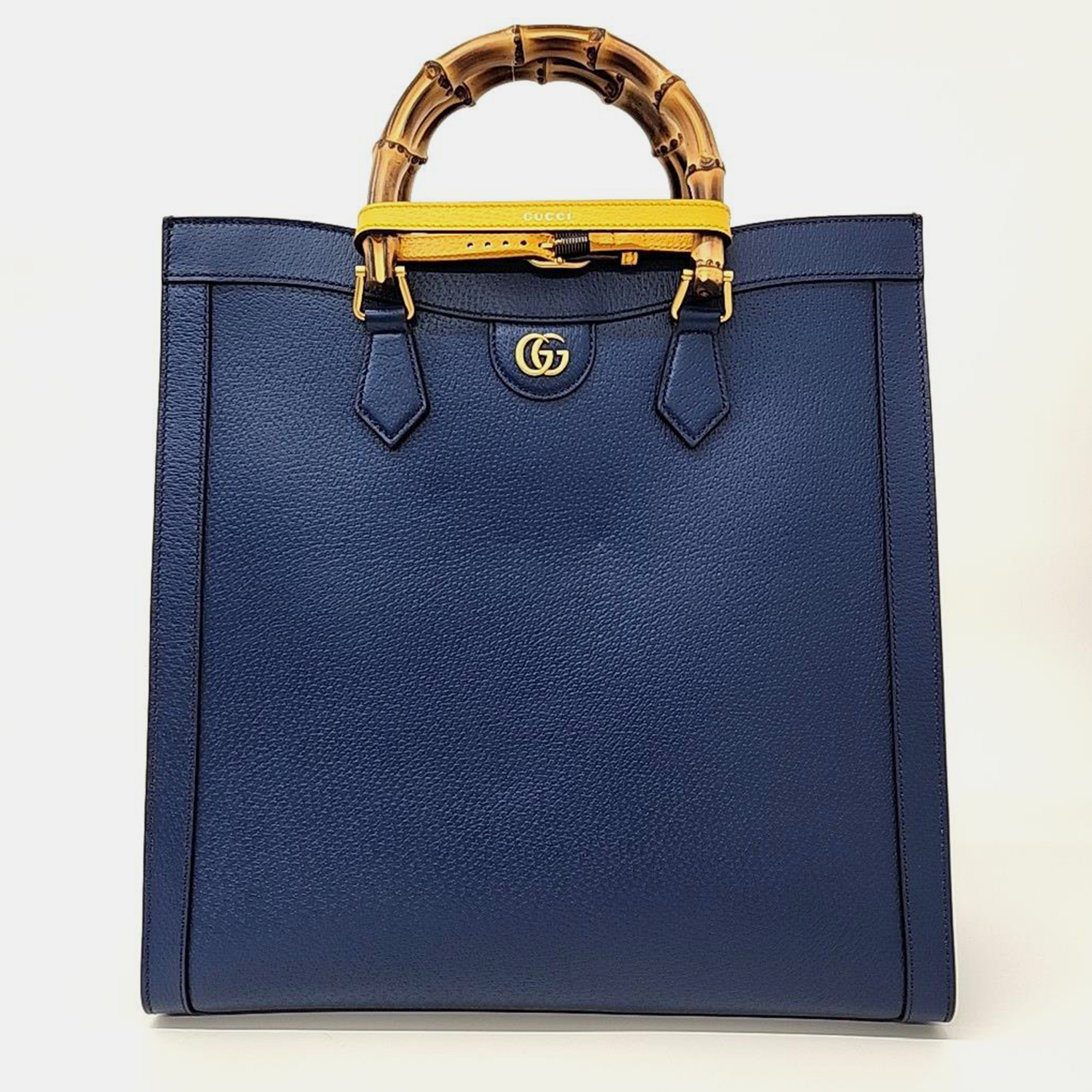 Gucci blue leather large diana tote bag