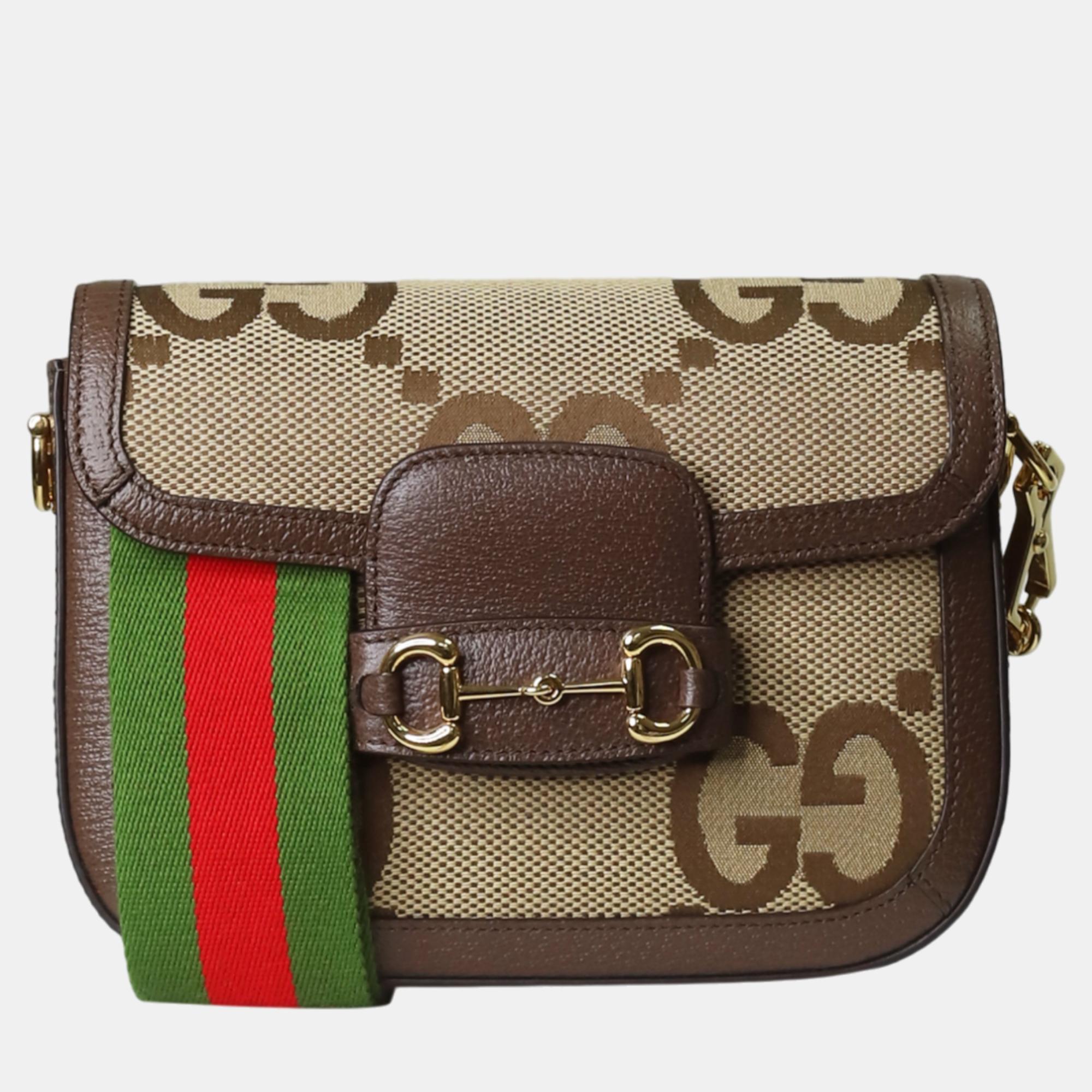 Gucci brown monogram horsebit 1955 mini bag