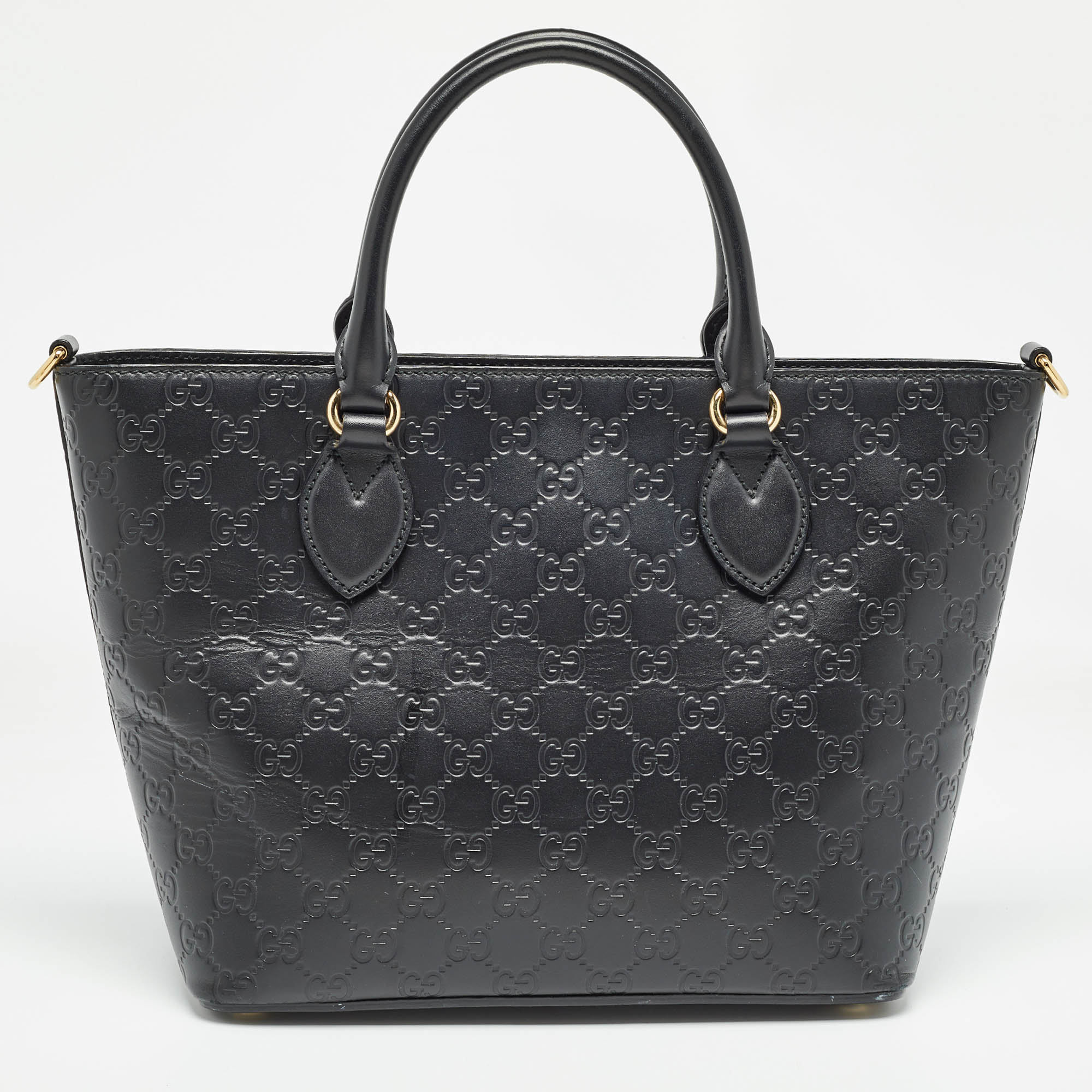 Gucci Black Guccissima Leather Zip Tote