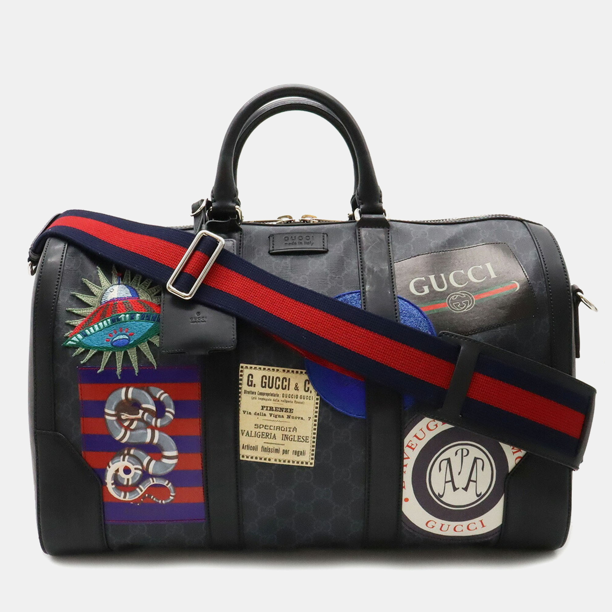 

Gucci black GG Supreme Monogram Duffle Bag