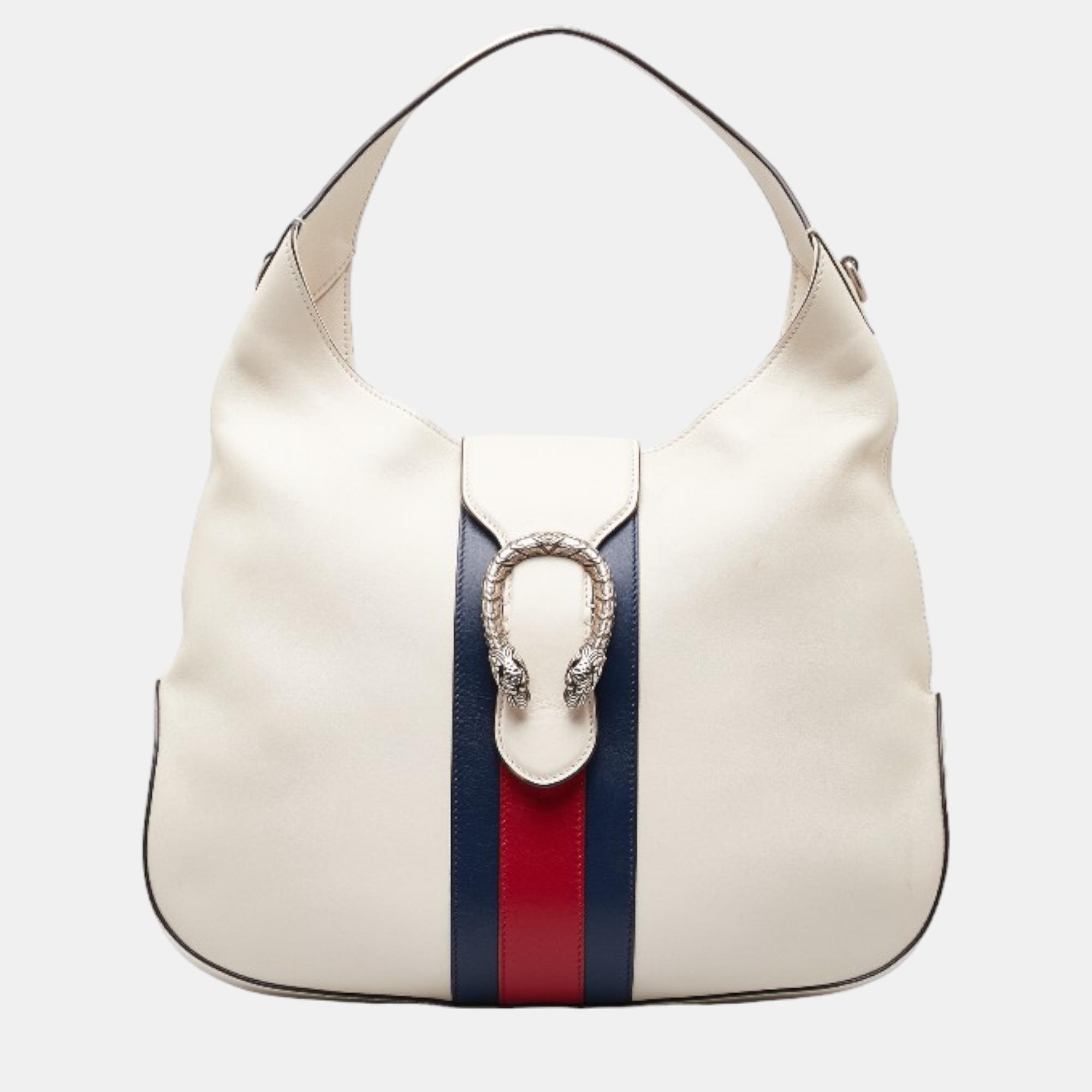 Gucci white leather dionysus hobo bag