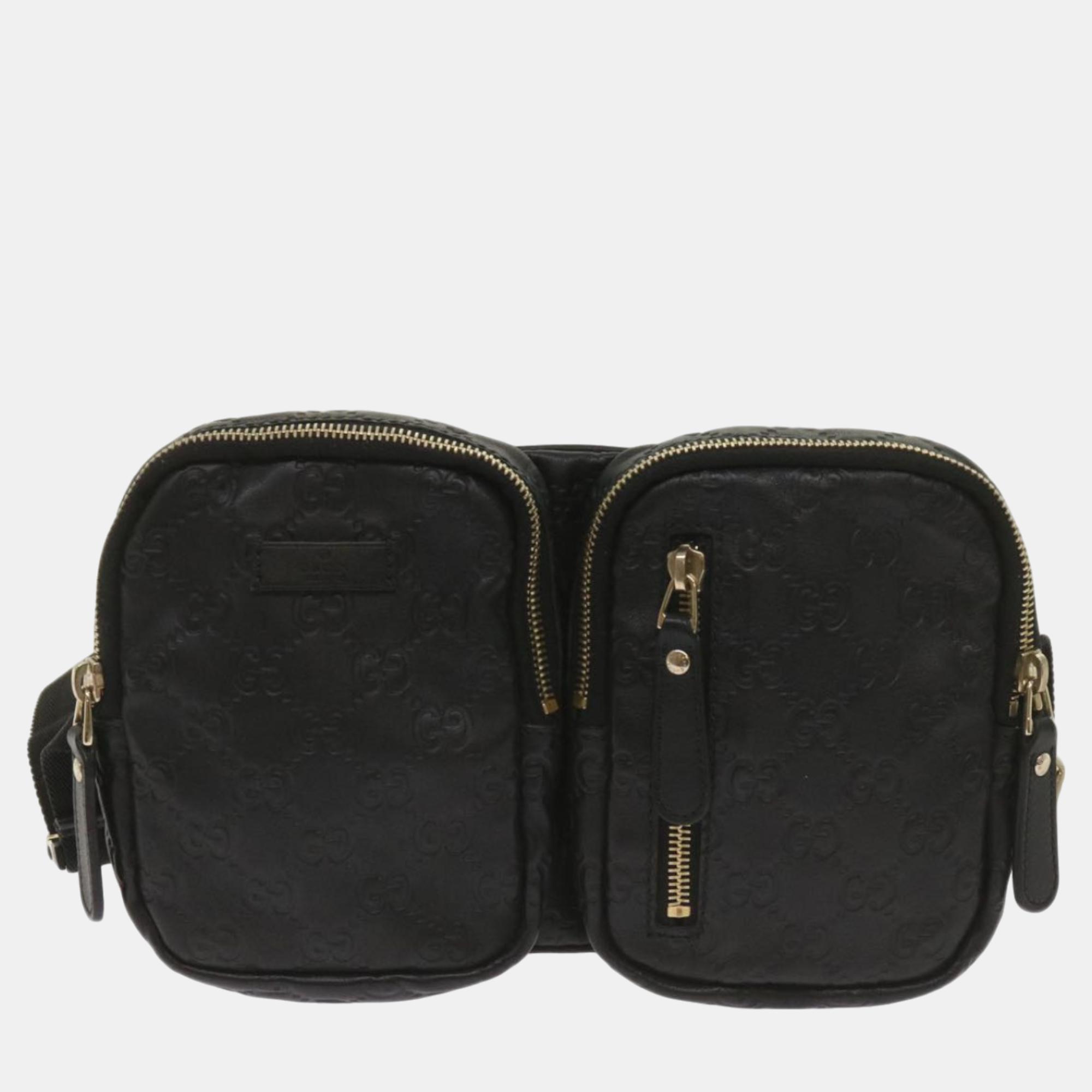 Gucci black leather gg shoulder bag