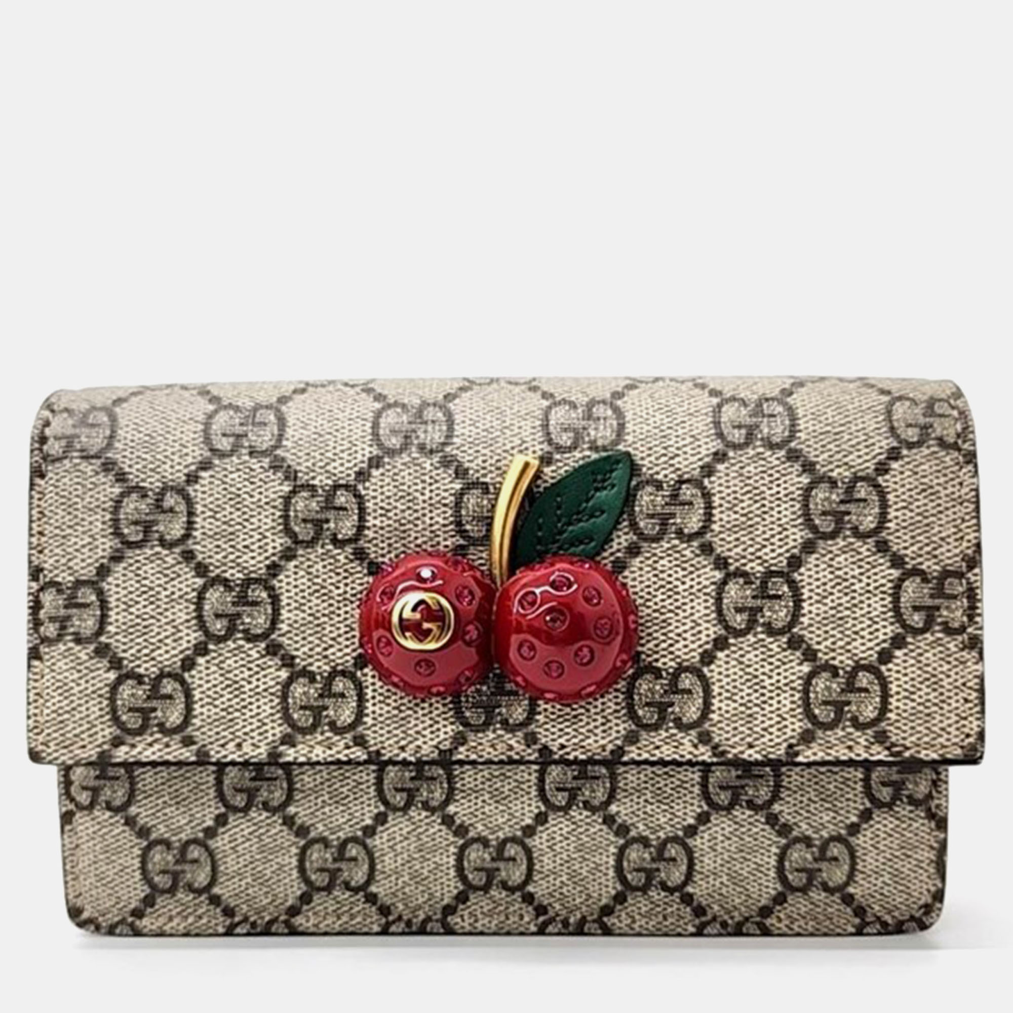 Gucci beige/red gg supreme canvas and pvc mini crossbody bag