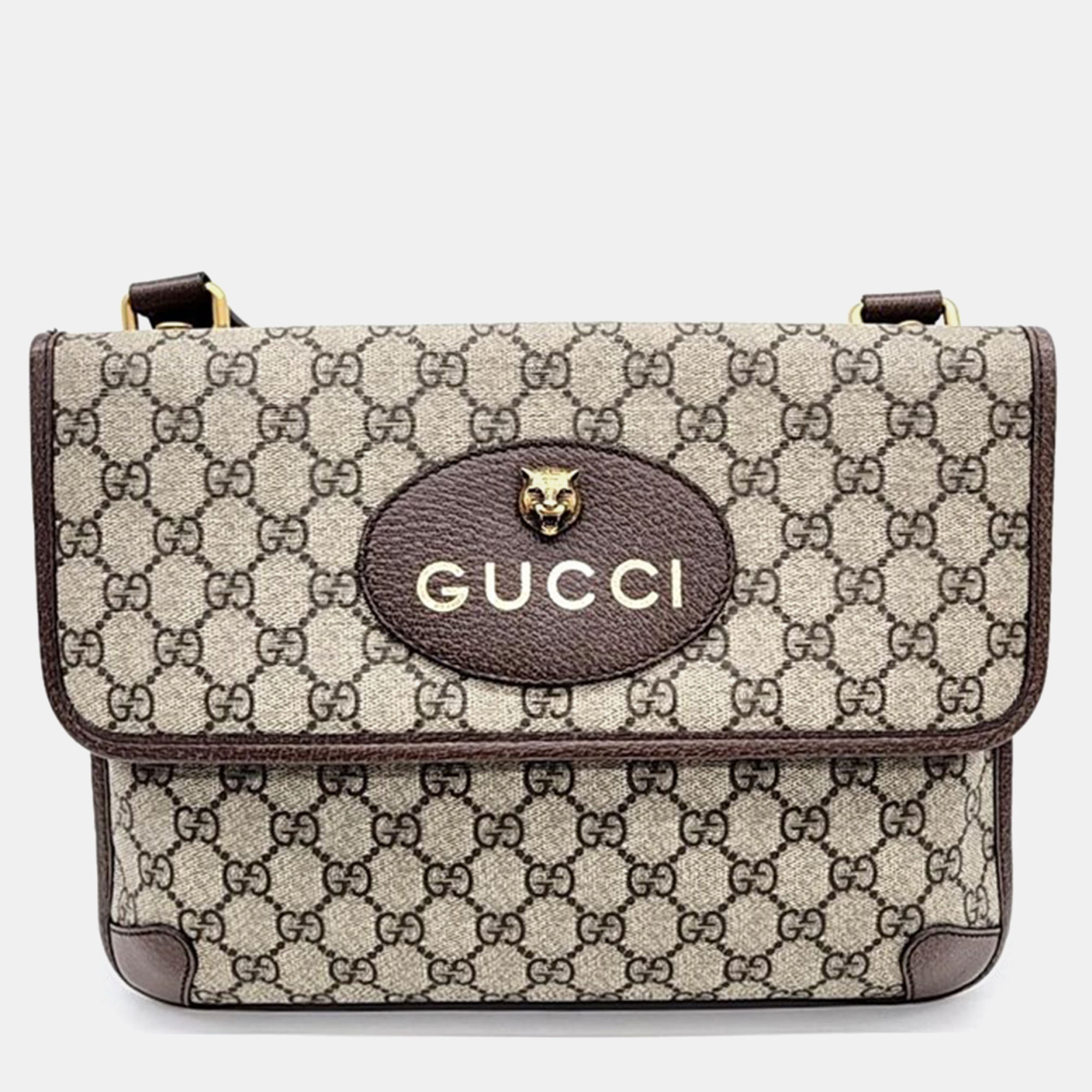 Gucci beige gg supreme canvas messenger bag