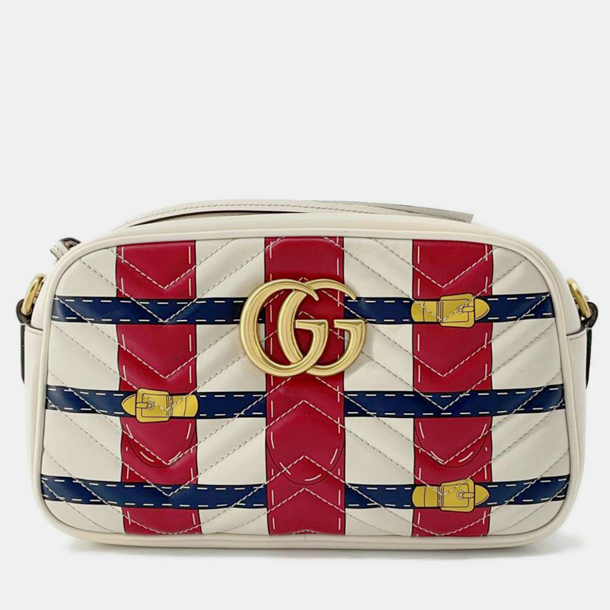 Gucci white/red leather gg marmont bag