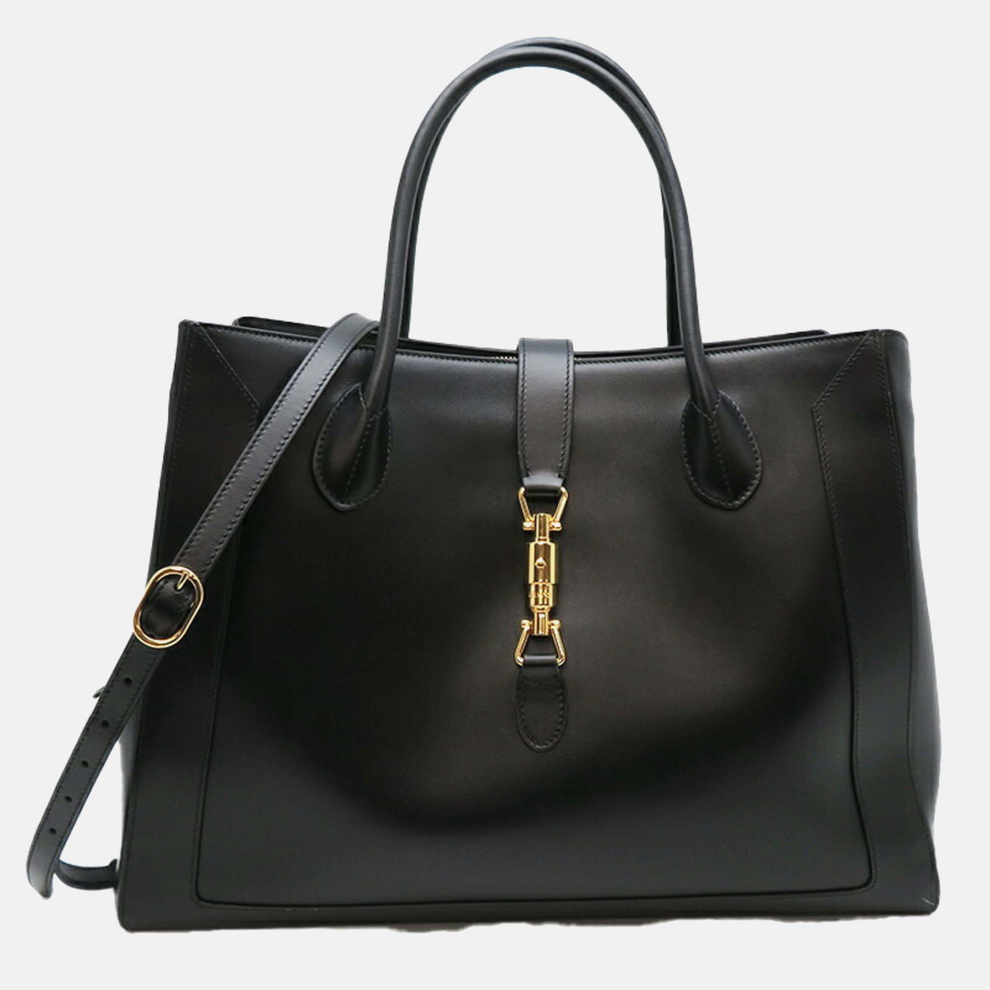 Gucci black leather jackie 1961 handbag