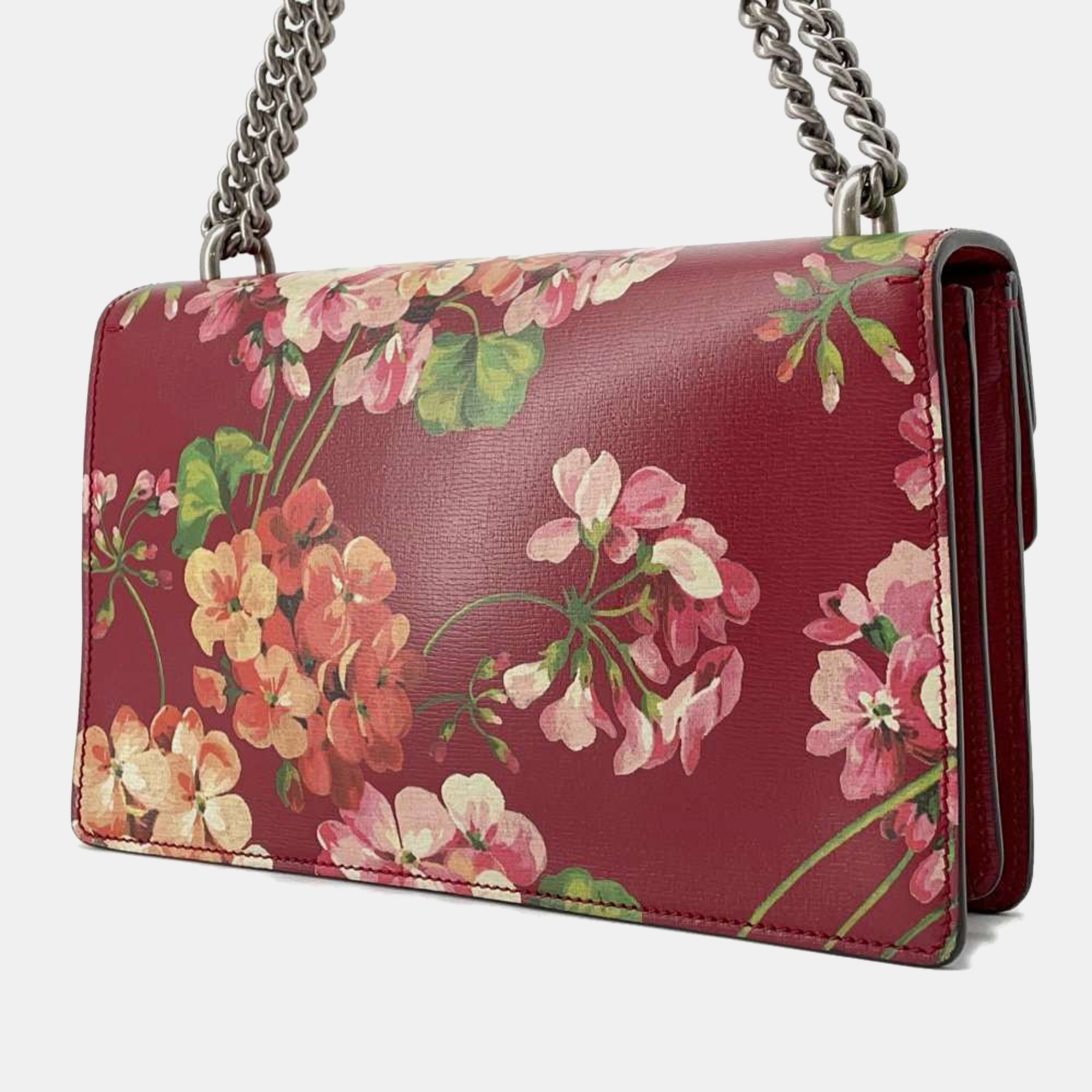 Gucci Red Leather Dionysus Blooms Chain Shoulder Bag